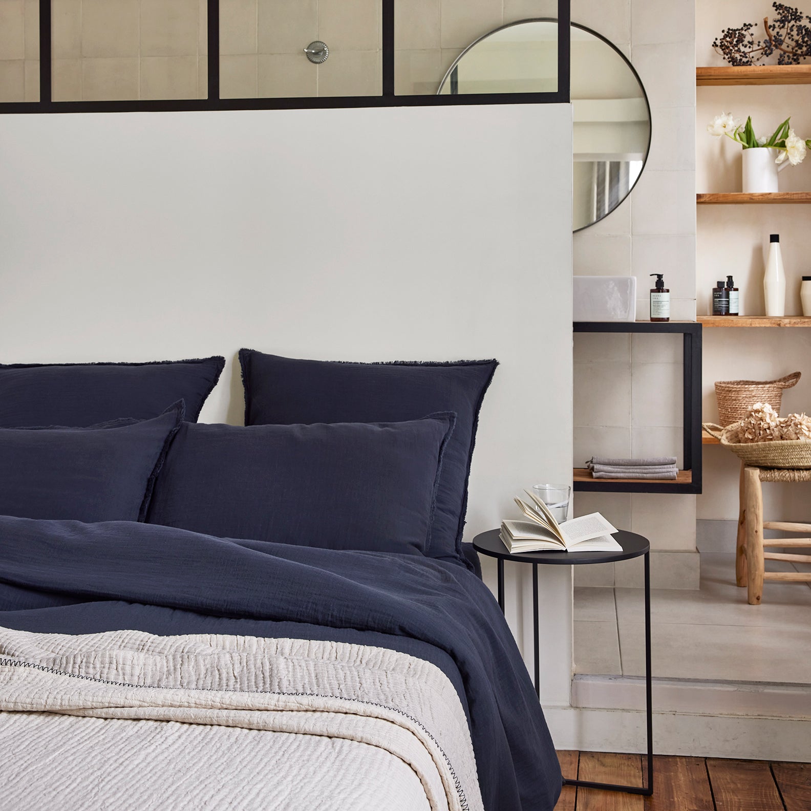 Parure de lit LOU encre bleue