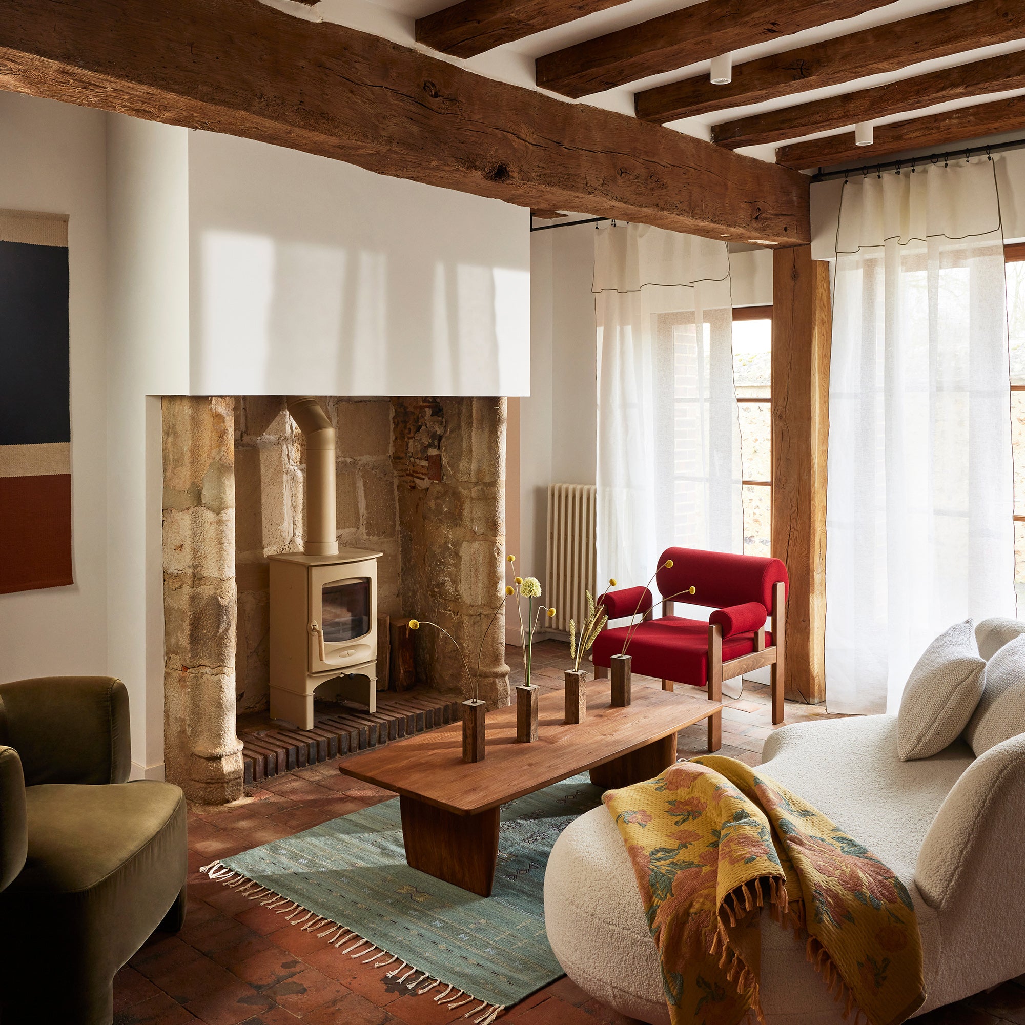 Plaid FLORENTINA jaune et rose