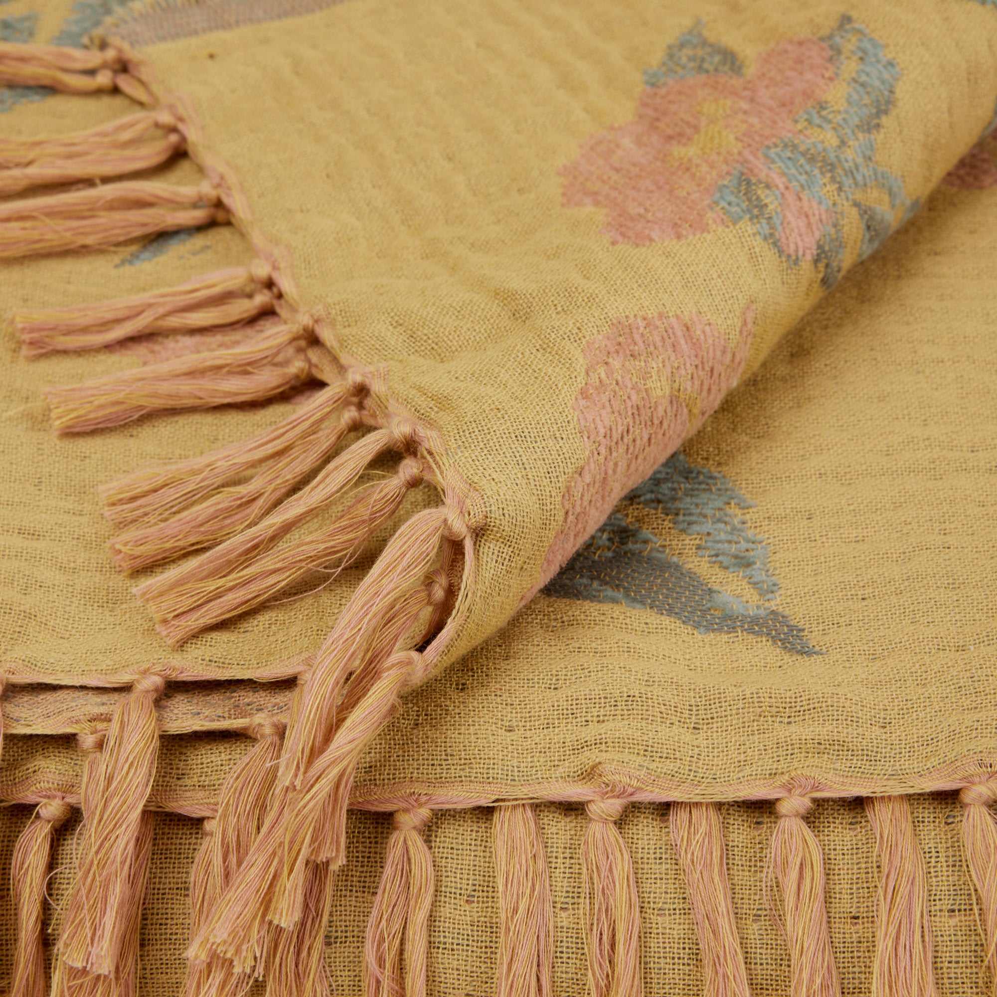 Plaid FLORENTINA jaune et rose