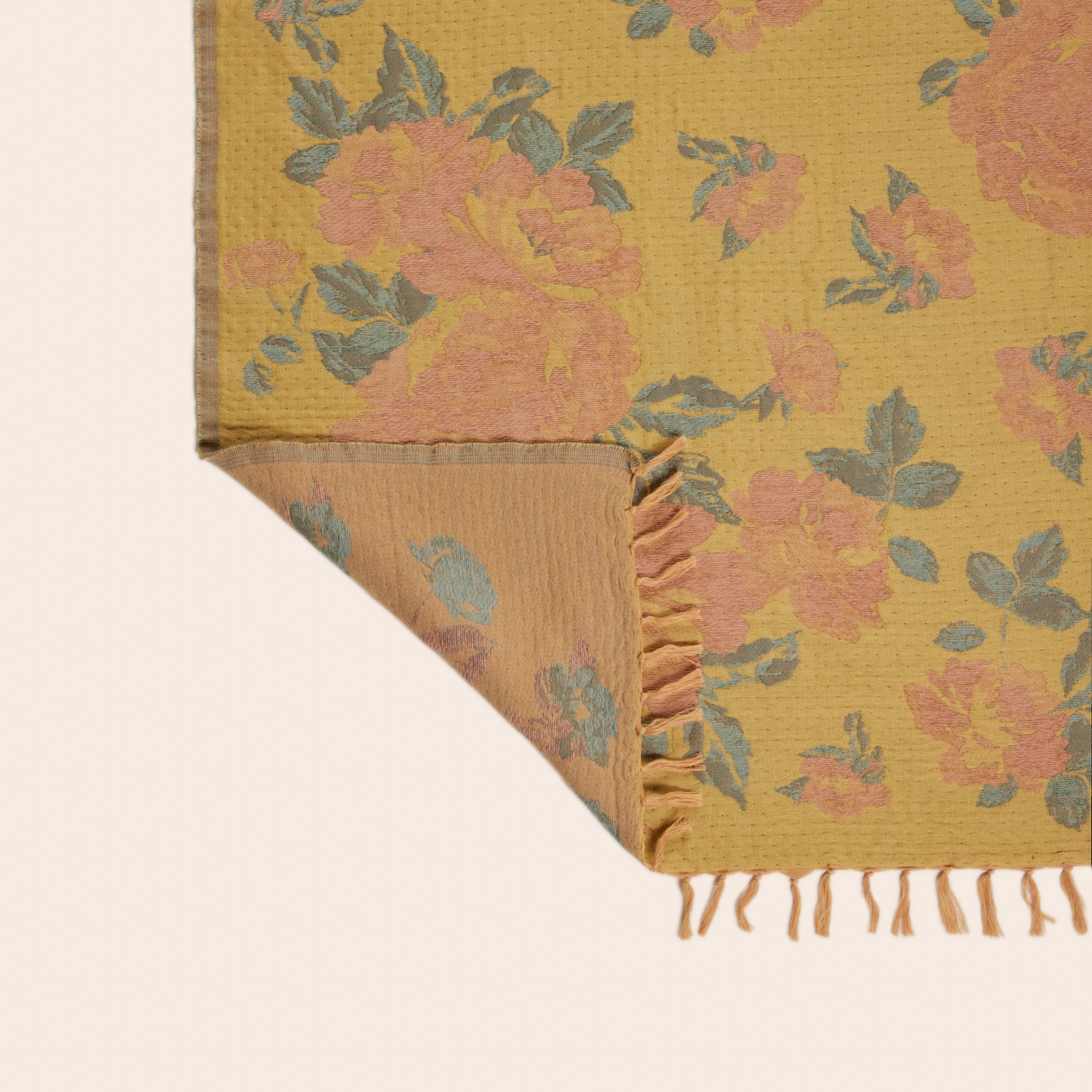 Plaid FLORENTINA jaune et rose