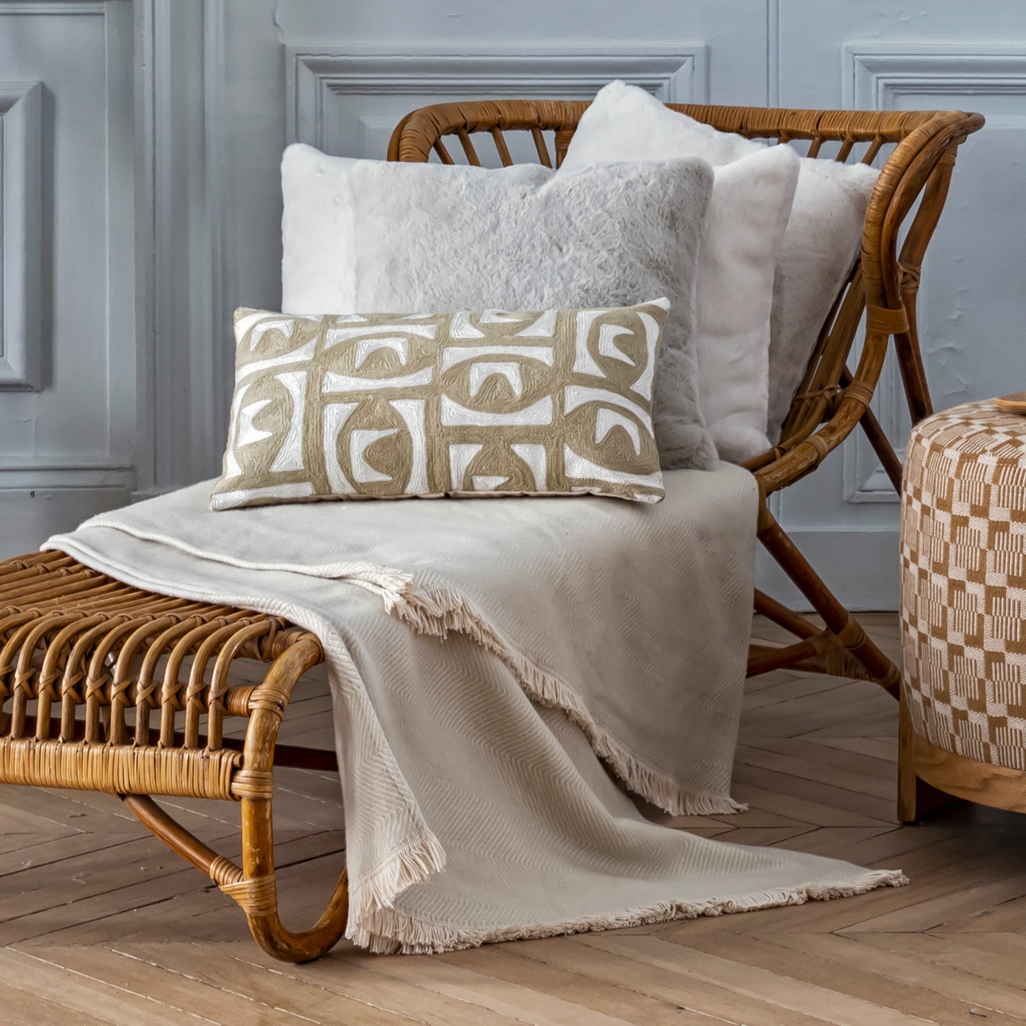 Plaid HAIDEN ecru et glacier