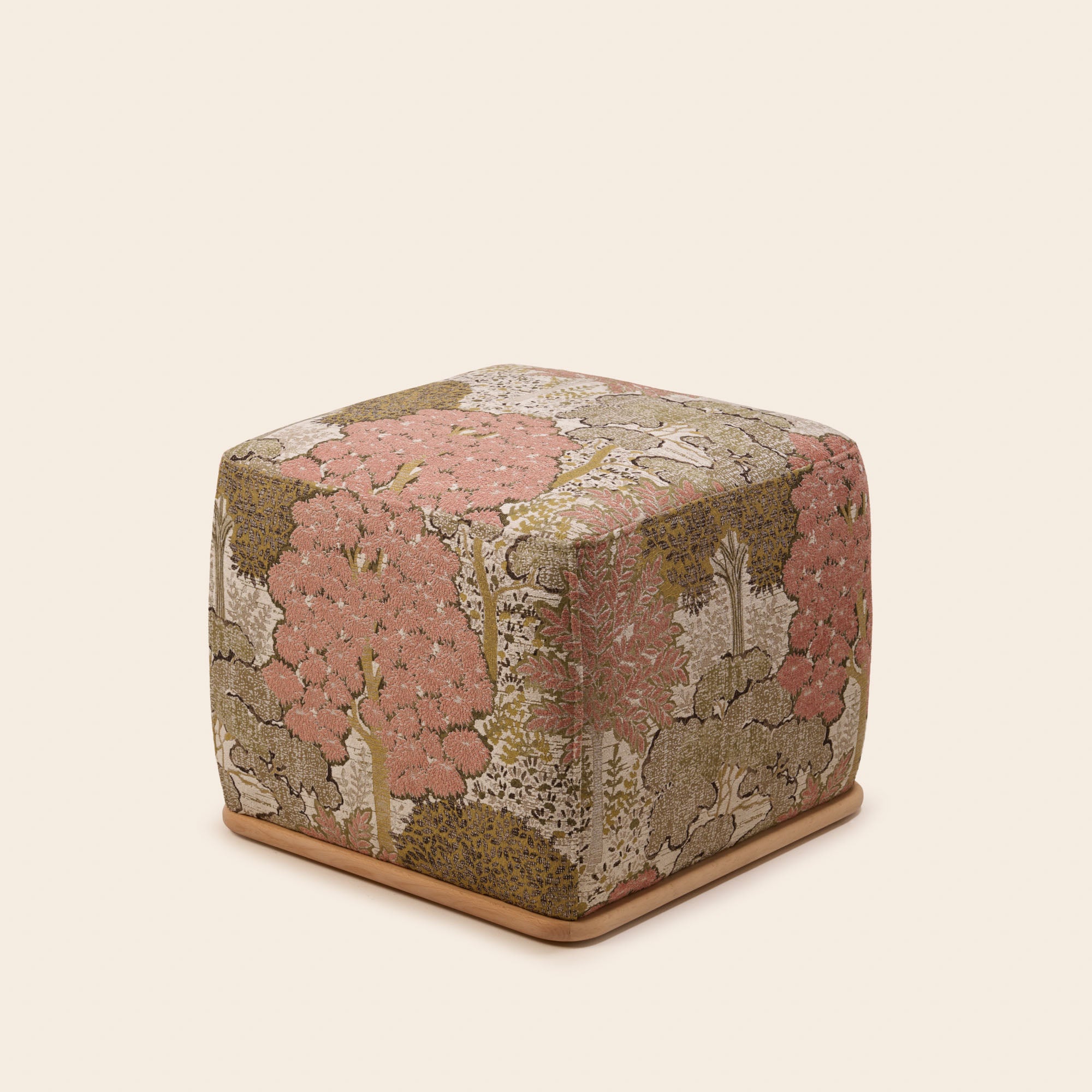 Pouf ARNEL alisia naturel et rose orangé