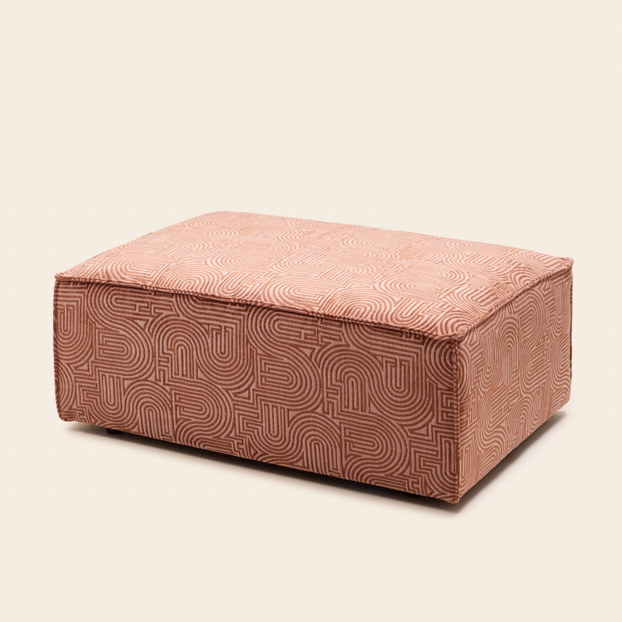 Pouf DYONIS klark rose de pêcher caramel