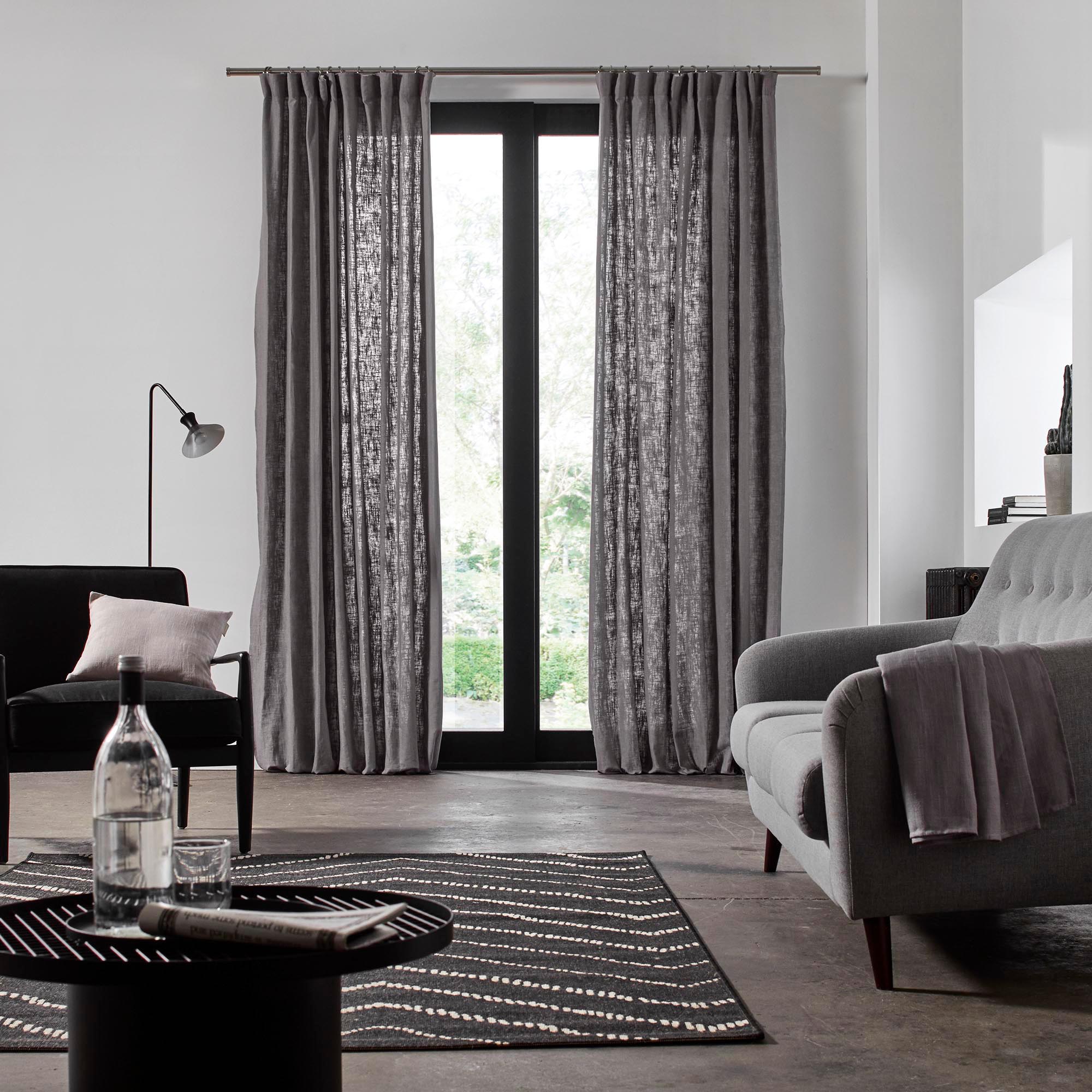Rideau à galon fronceur BELLEVUE gris foncé