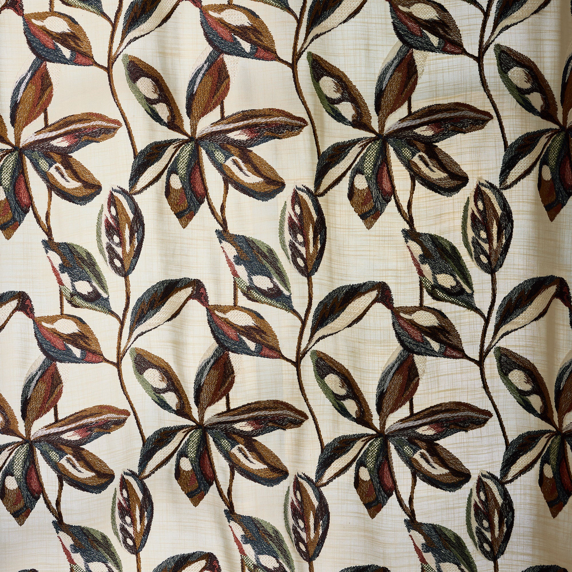 RAMHA elfenbeinfarbener und mehrfarbiger geraffter Zopfvorhang