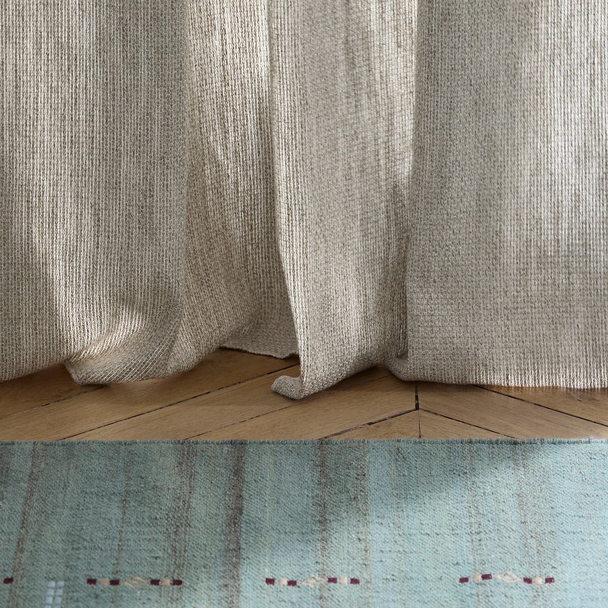 Rideau à oeillets argentés KORIE chiné naturel et grisé