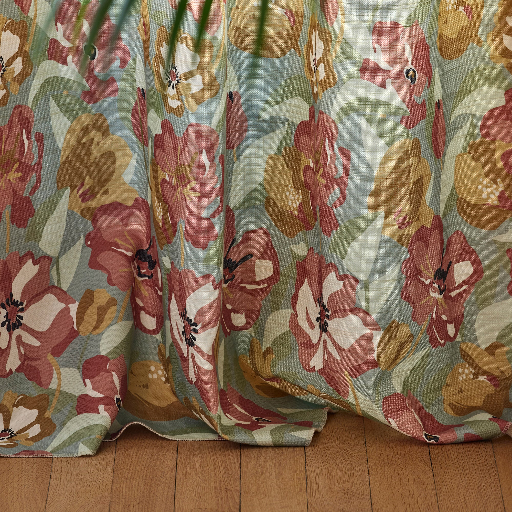 Rideau à oeillets dorés ADELISE céladon et terracotta