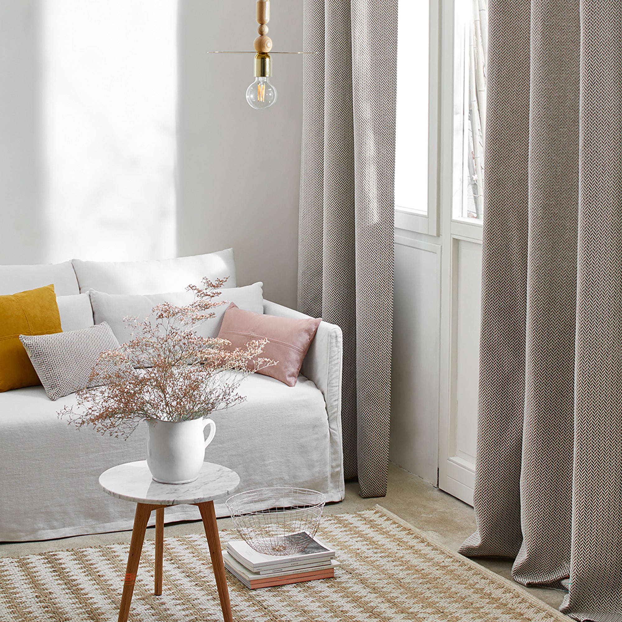 Rideau à oeillets dorés ALEJANDRO écru multicolore