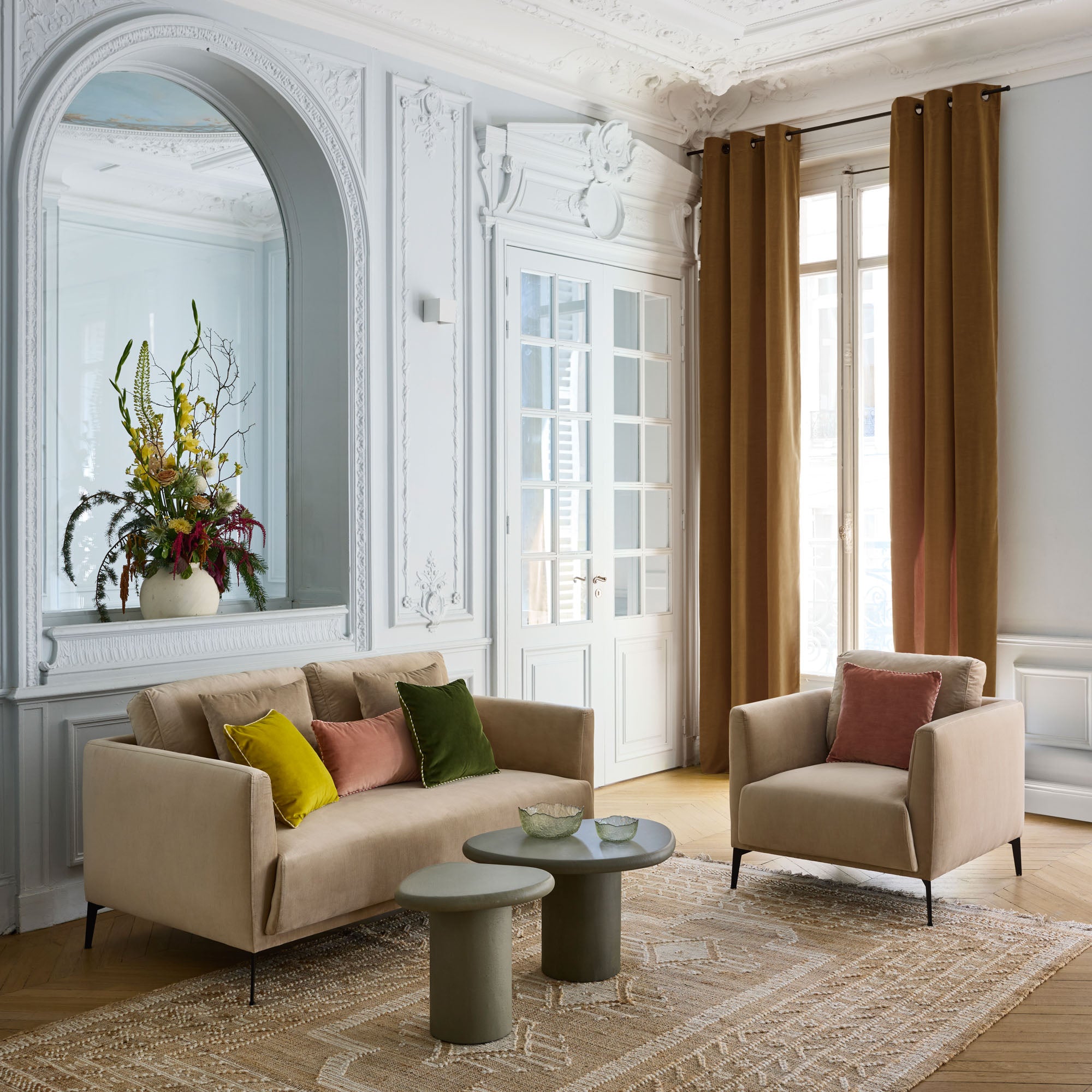 Rideau à galon fronceur DALILA camel doré