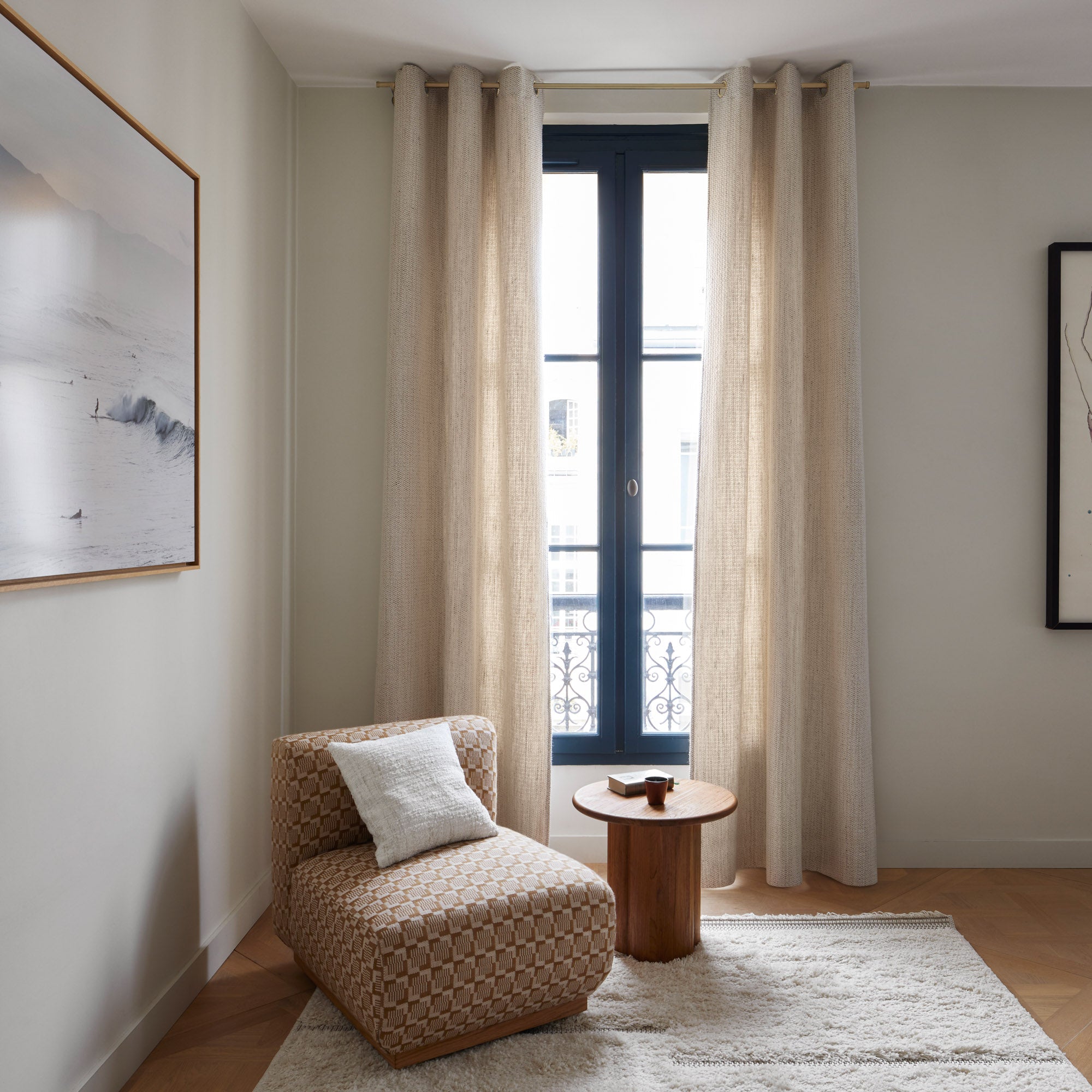 Rideau à oeillets dorés LENIO ivoire