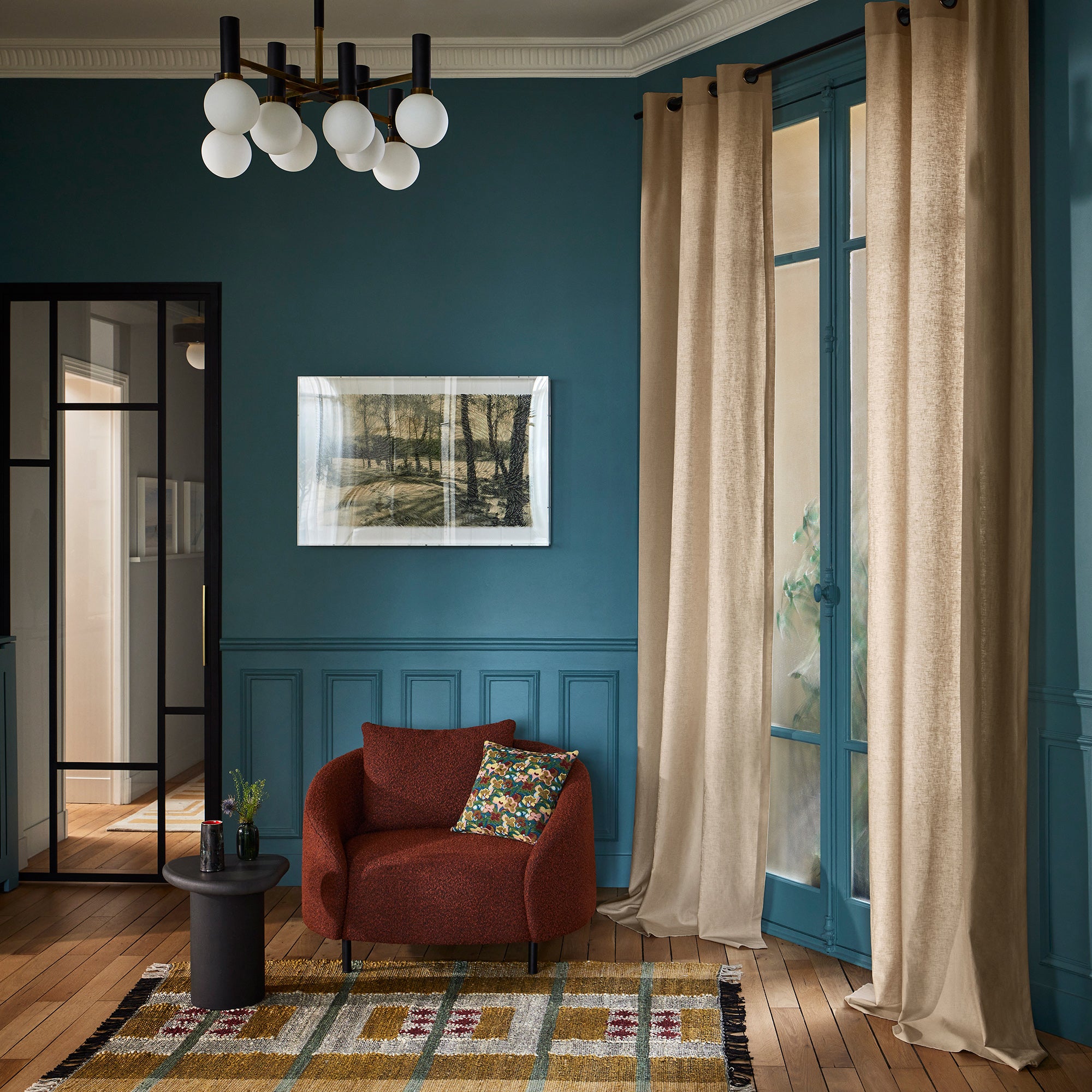 Rideau à oeillets dorés LEOLINO beige minéral