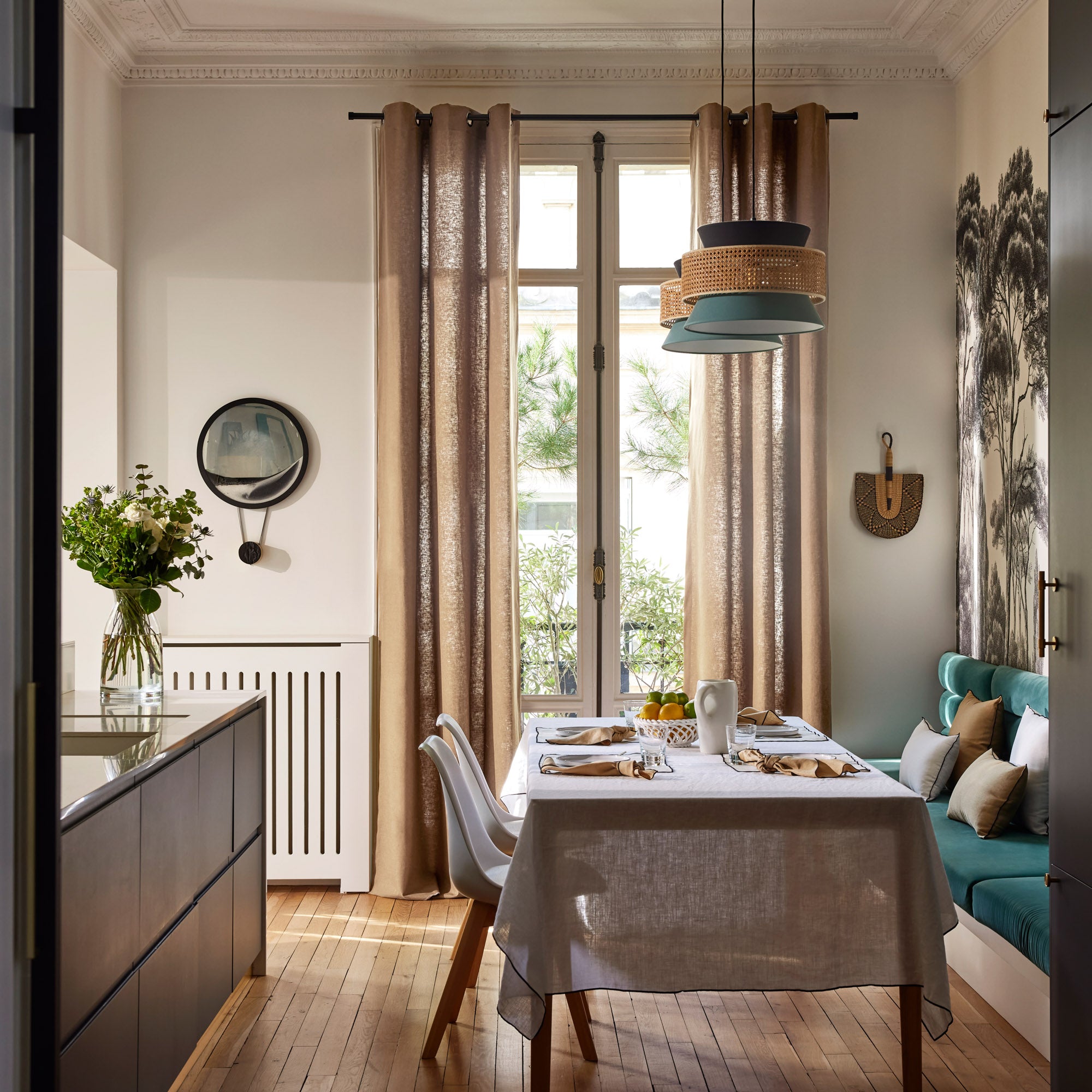 Rideau à oeillets dorés LEOLINO sable chaud