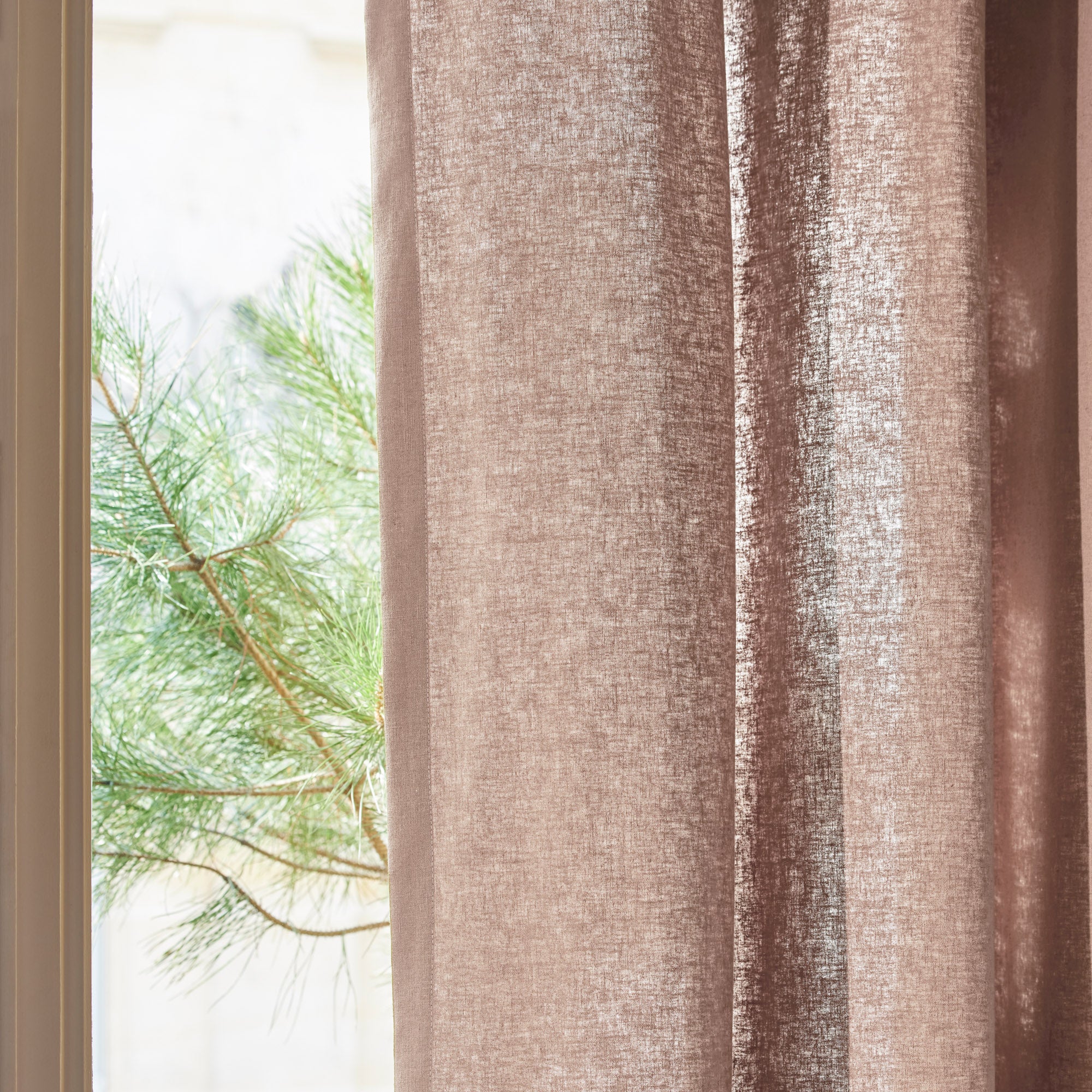 Rideau à oeillets dorés LEOLINO rose des sables