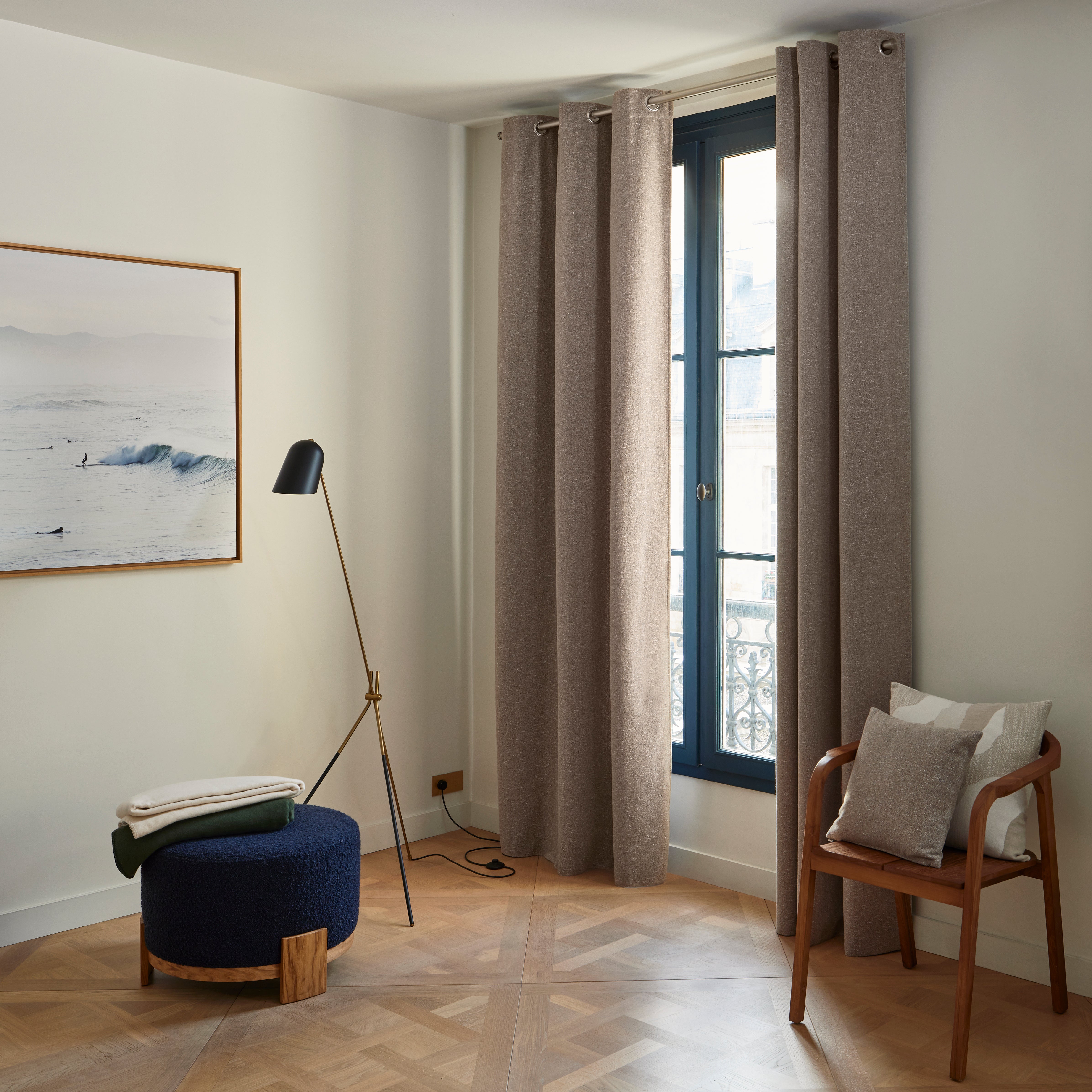 Rideau à oeillets BLIZZAR beige granité