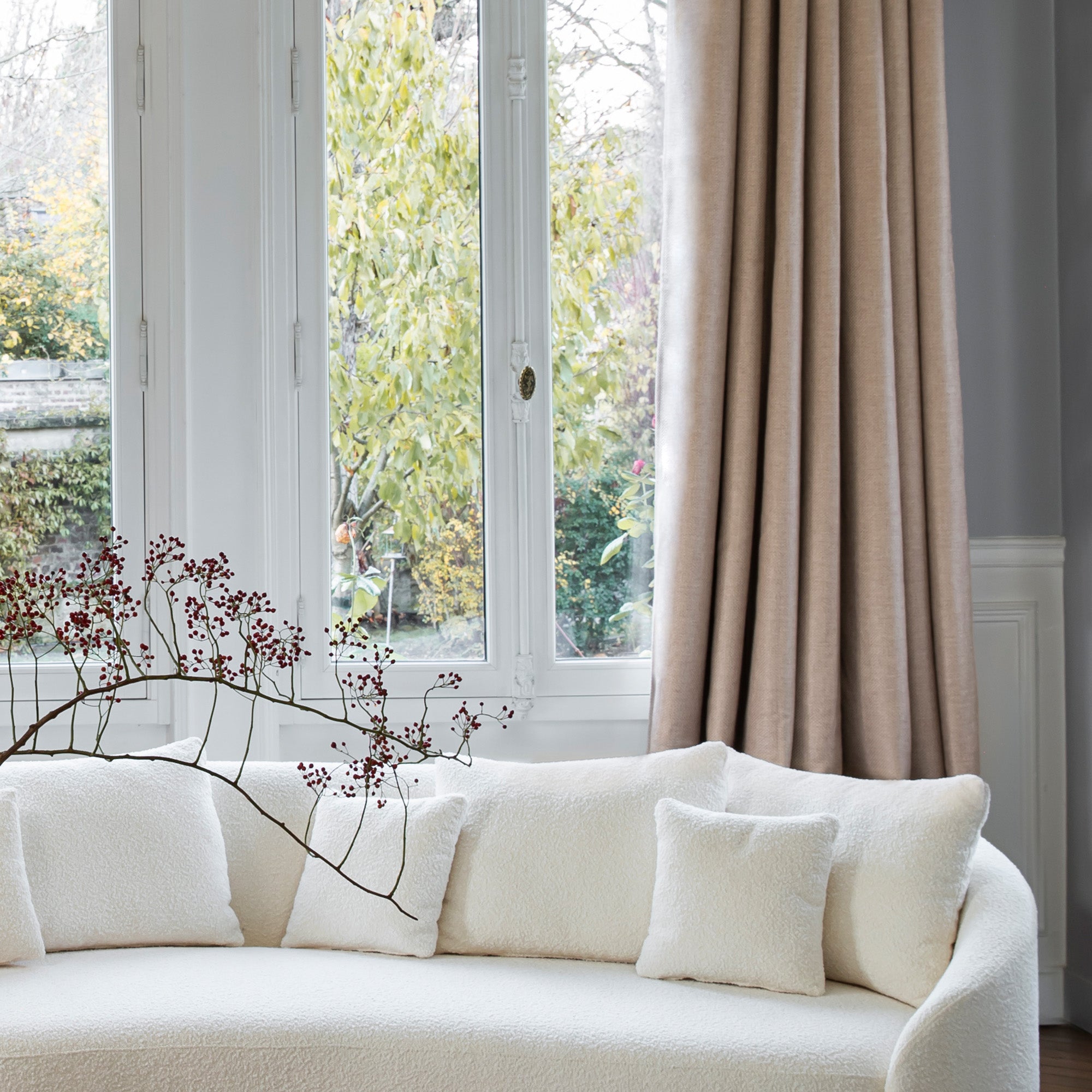 Rideau oeillets doublé thermique COCONUT beige clair