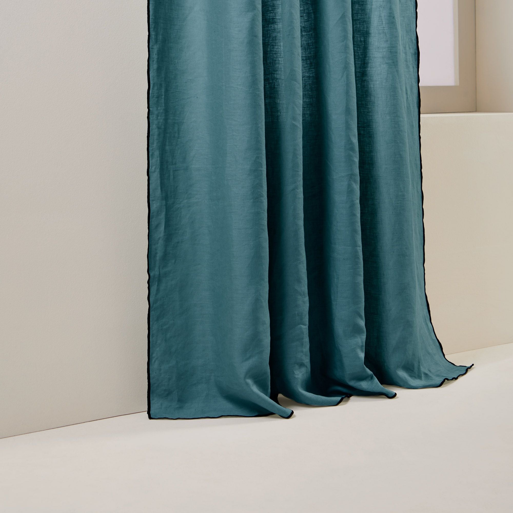 Rideau panneau CARLINA pétrole et bourdon noir