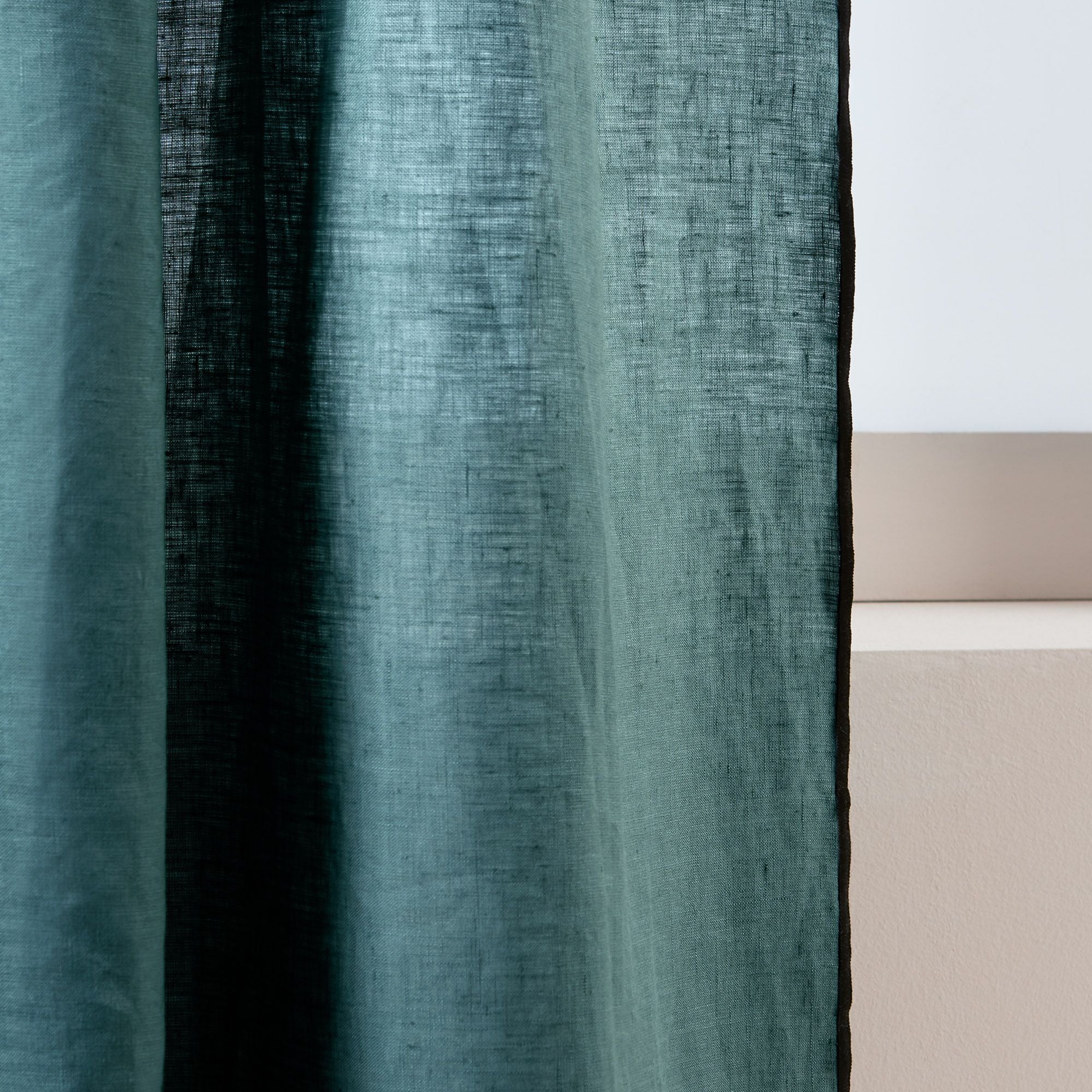 Rideau panneau CARLINA pétrole et bourdon noir