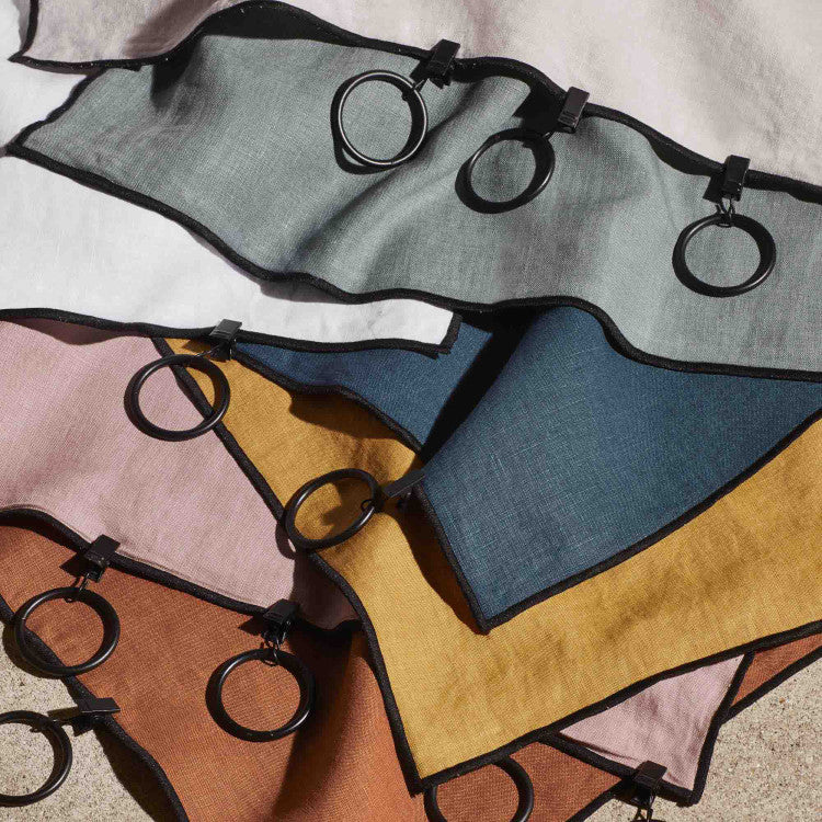 Rideau panneau CARLINA terracotta et bourdon noir