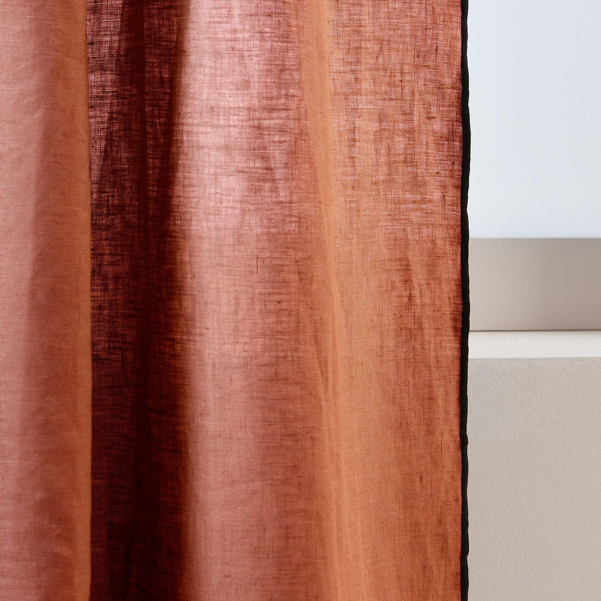 Rideau panneau CARLINA terracotta et bourdon noir