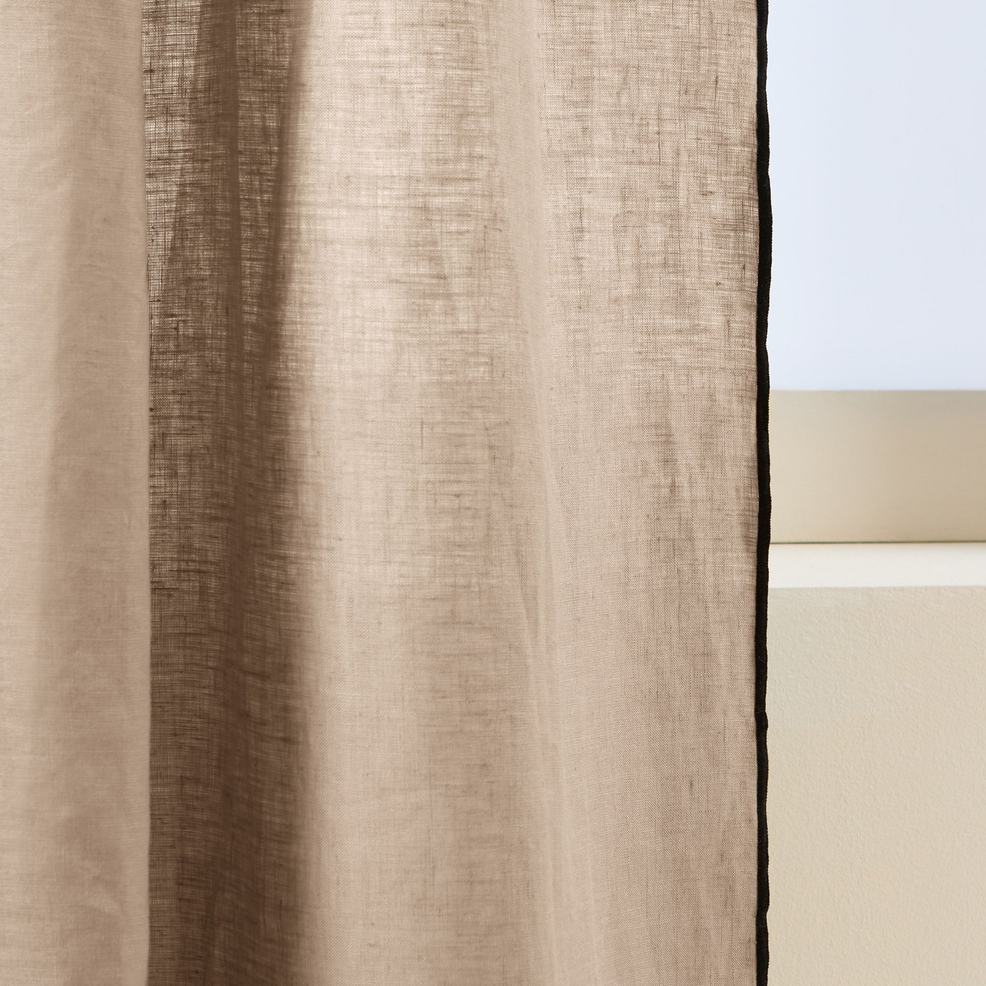 Rideau panneau CARLINA sable et bourdon noir