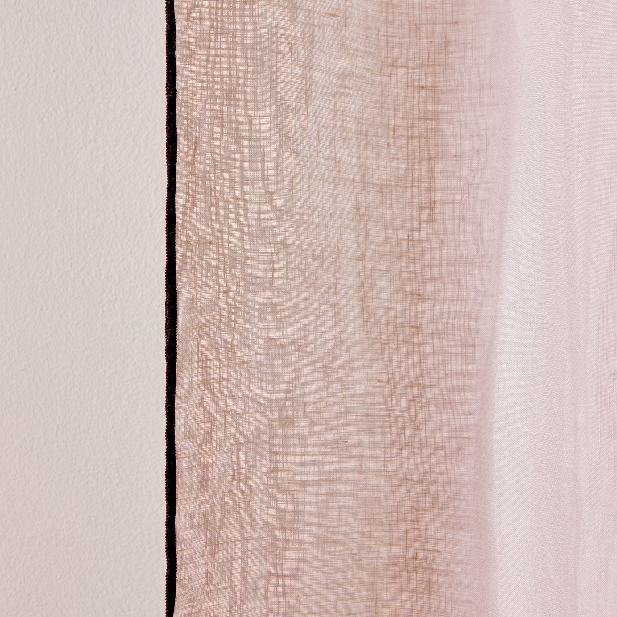 Rideau panneau CARLINA rose poudré et bourdon noir