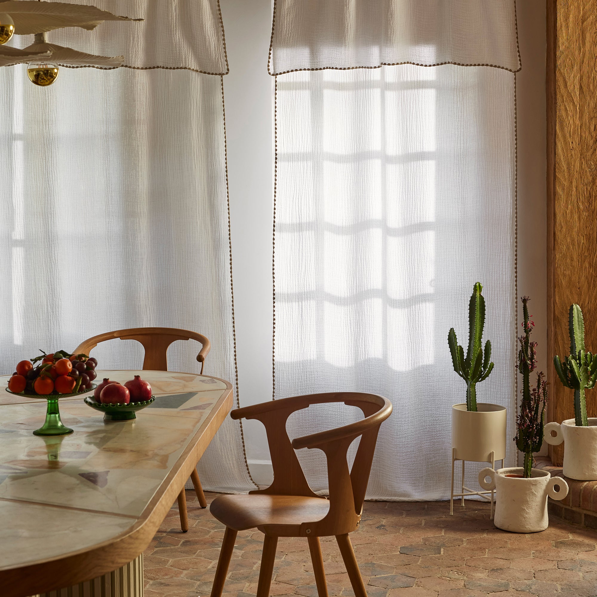 Rideau panneau LALITA blanc et jaune indien