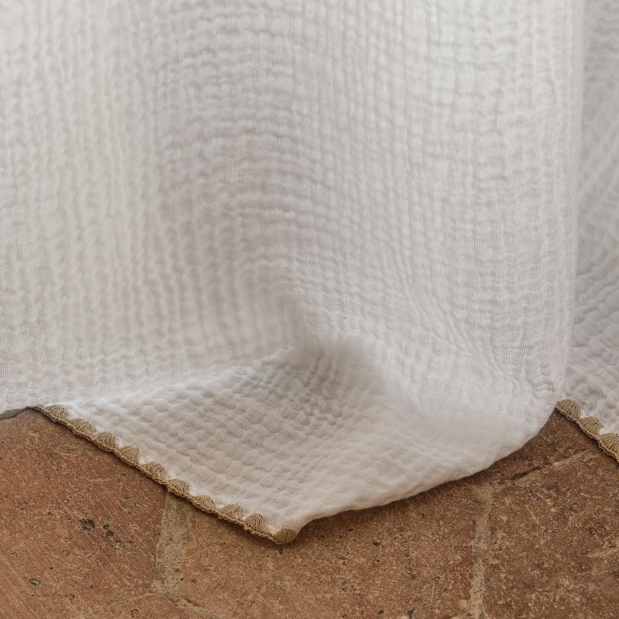 Rideau panneau LALITA blanc et jaune indien