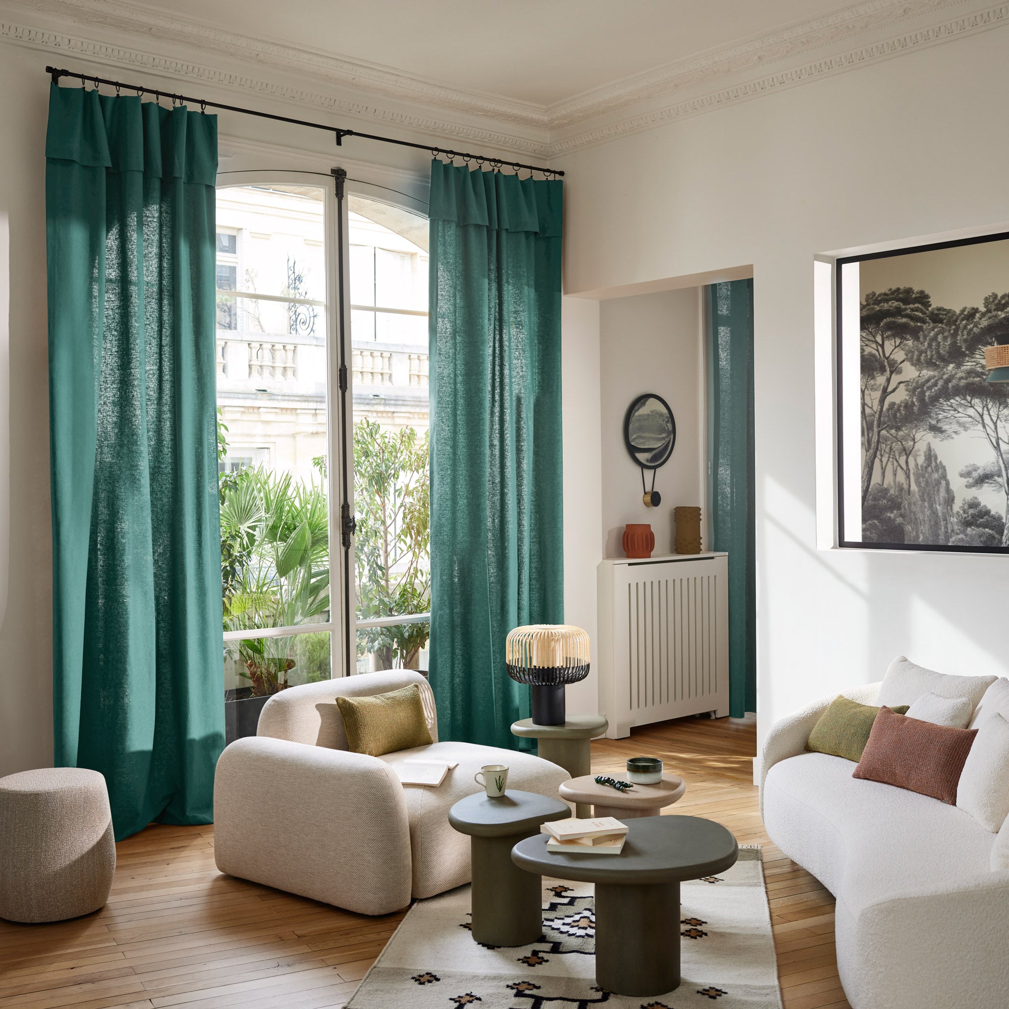 Rideau panneau LEOLINO cèdre bleuté