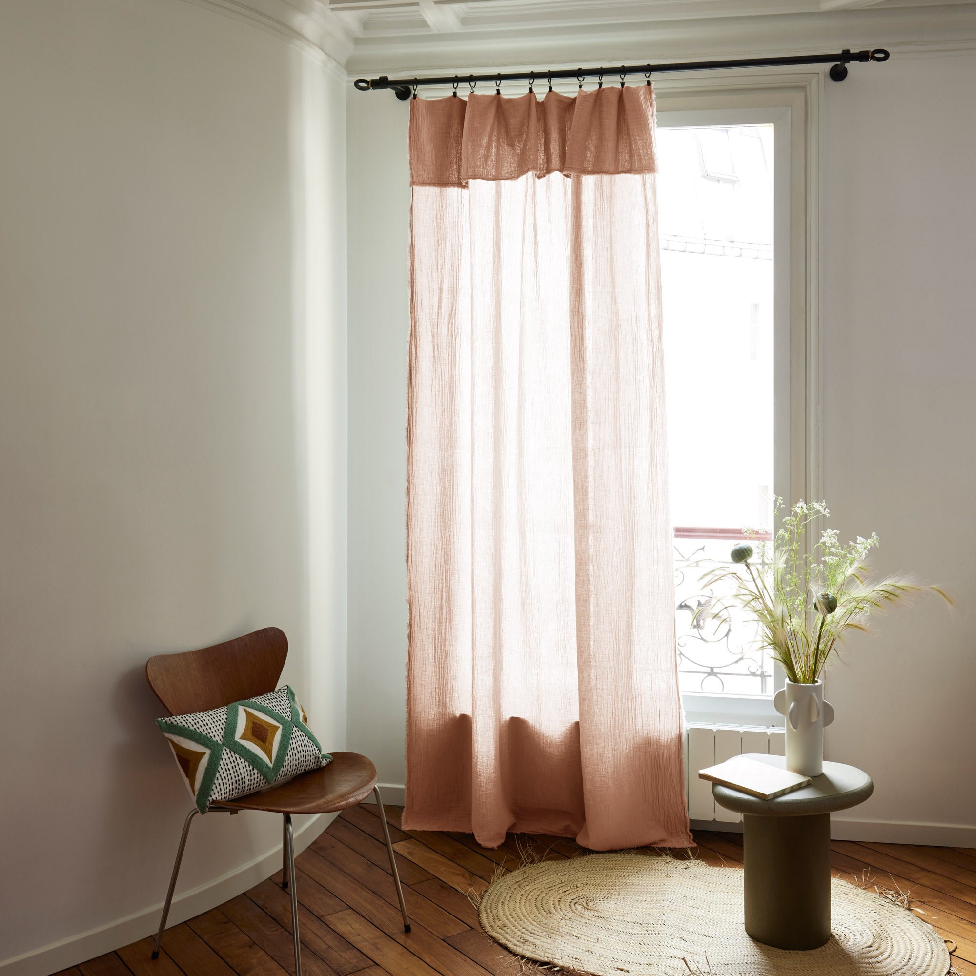 LOU panel curtain peach pink