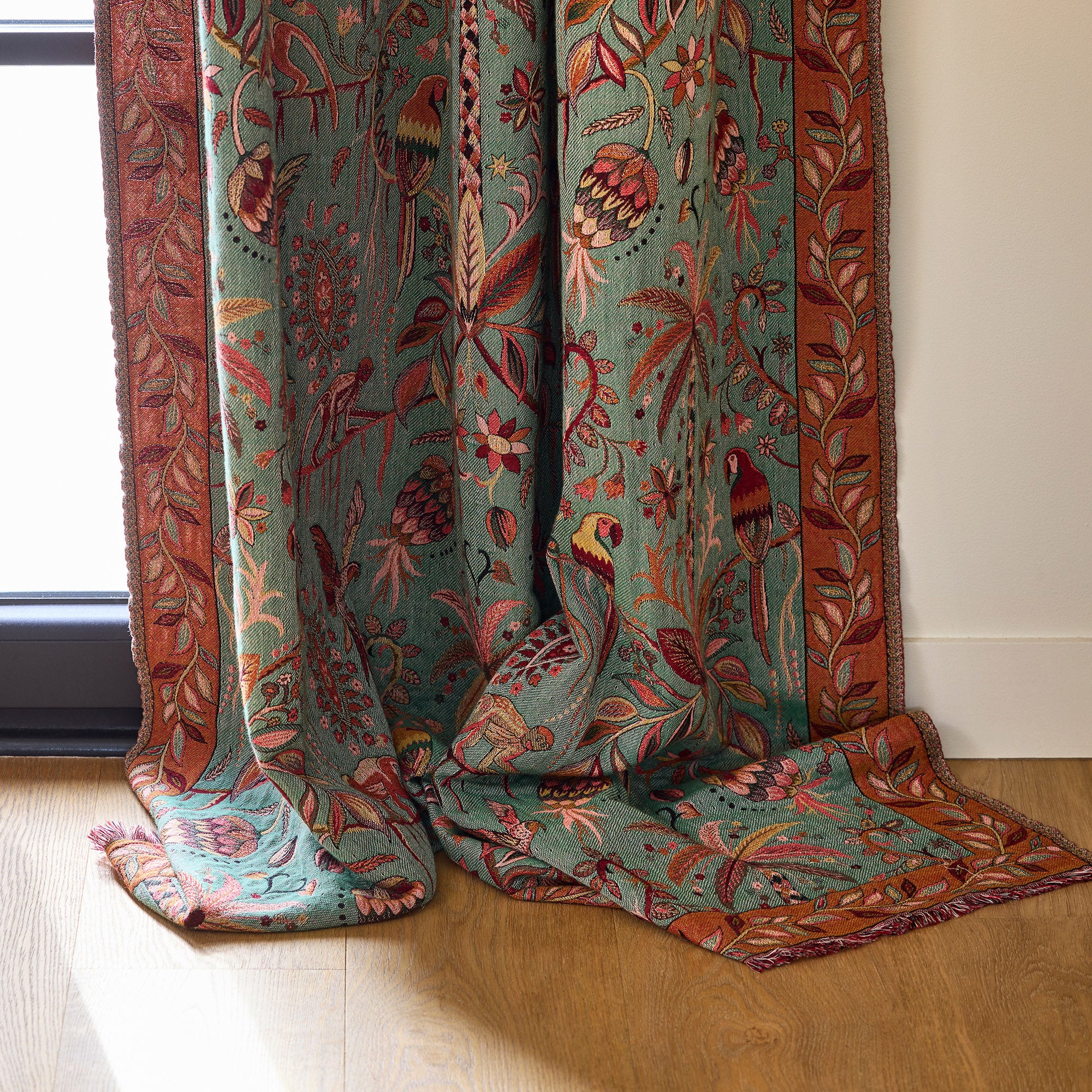 Rideau panneau SUNDARI orangé et multicolore