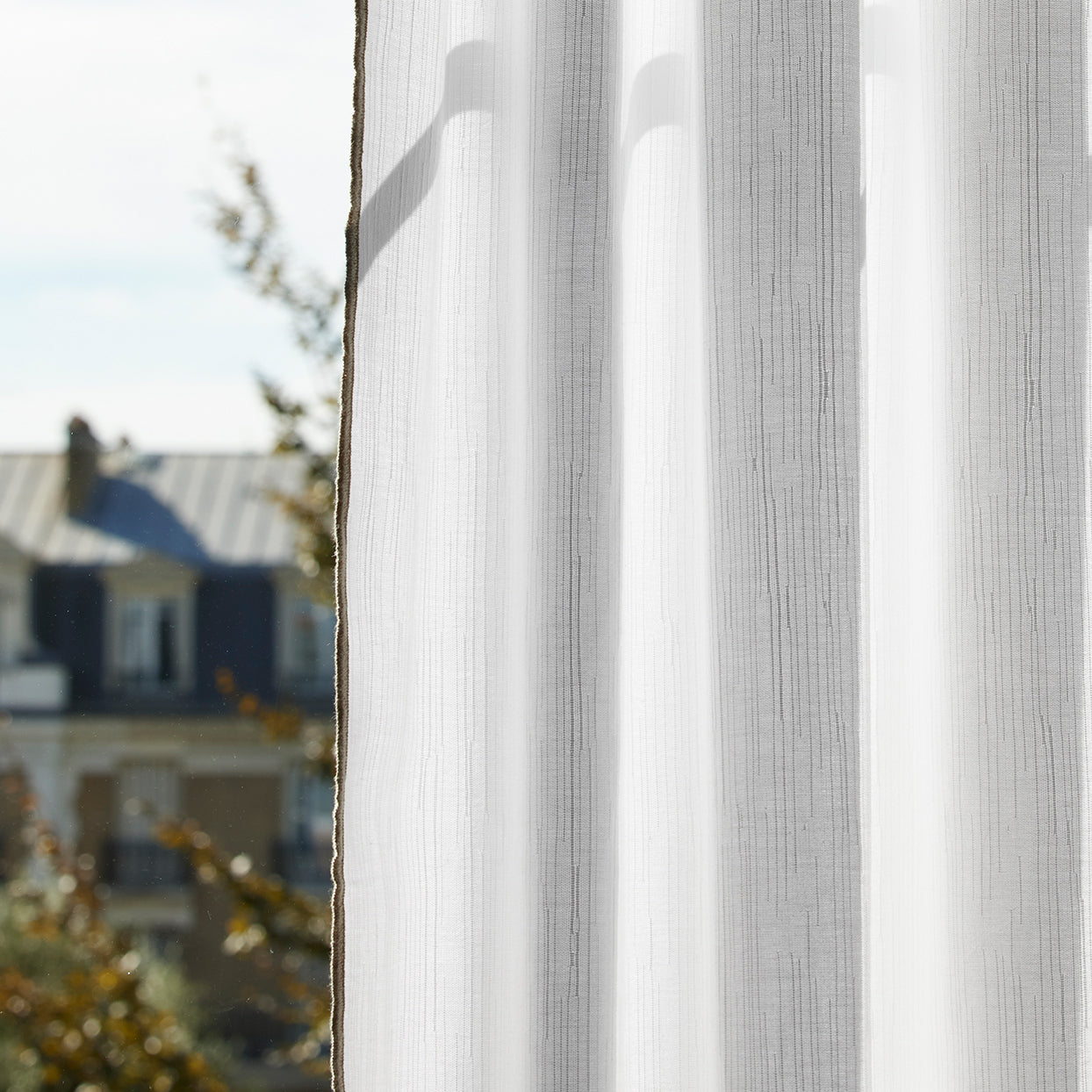 Rideau panneau TOINON blanc et bourdon naturel