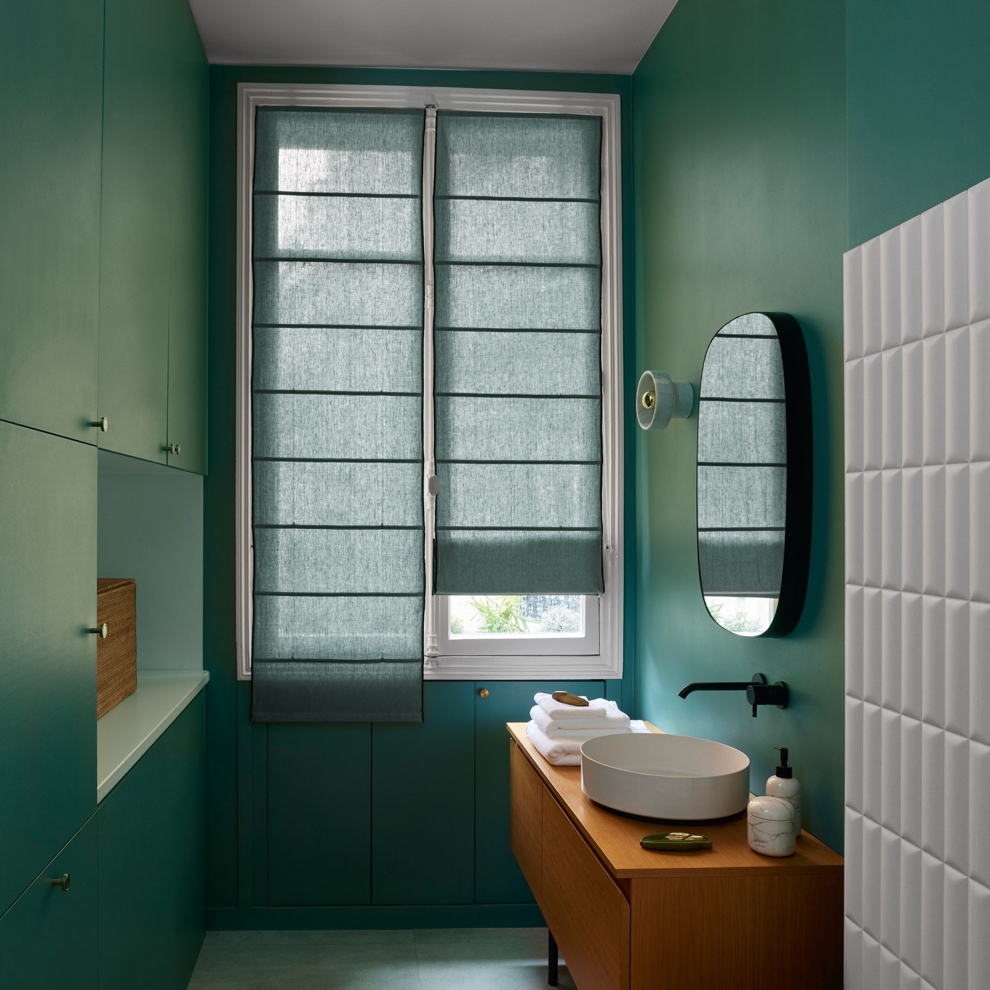 Store bateau CARLINA vert de gris et bourdon noir