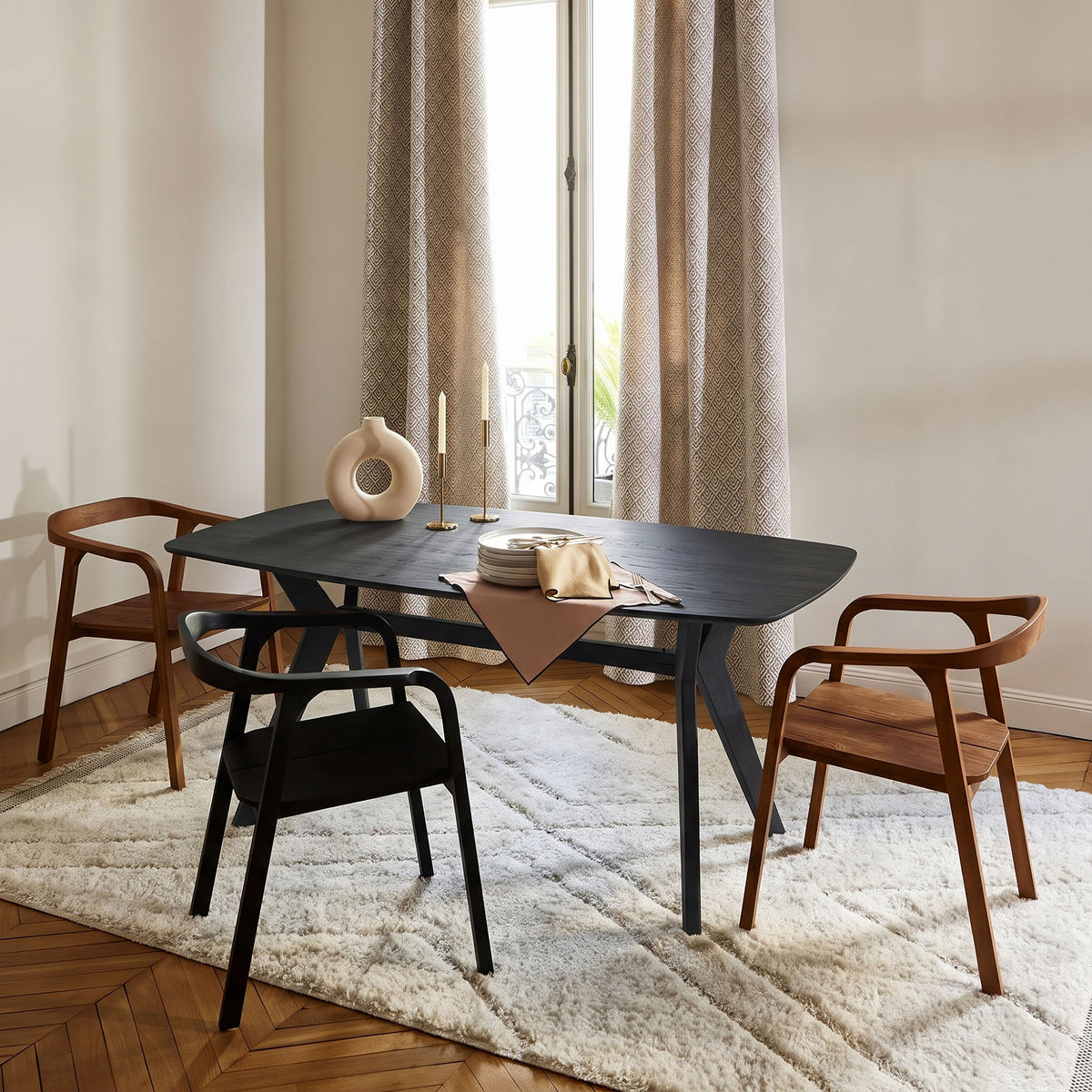 Table à manger VIKIE teck recyclé noir