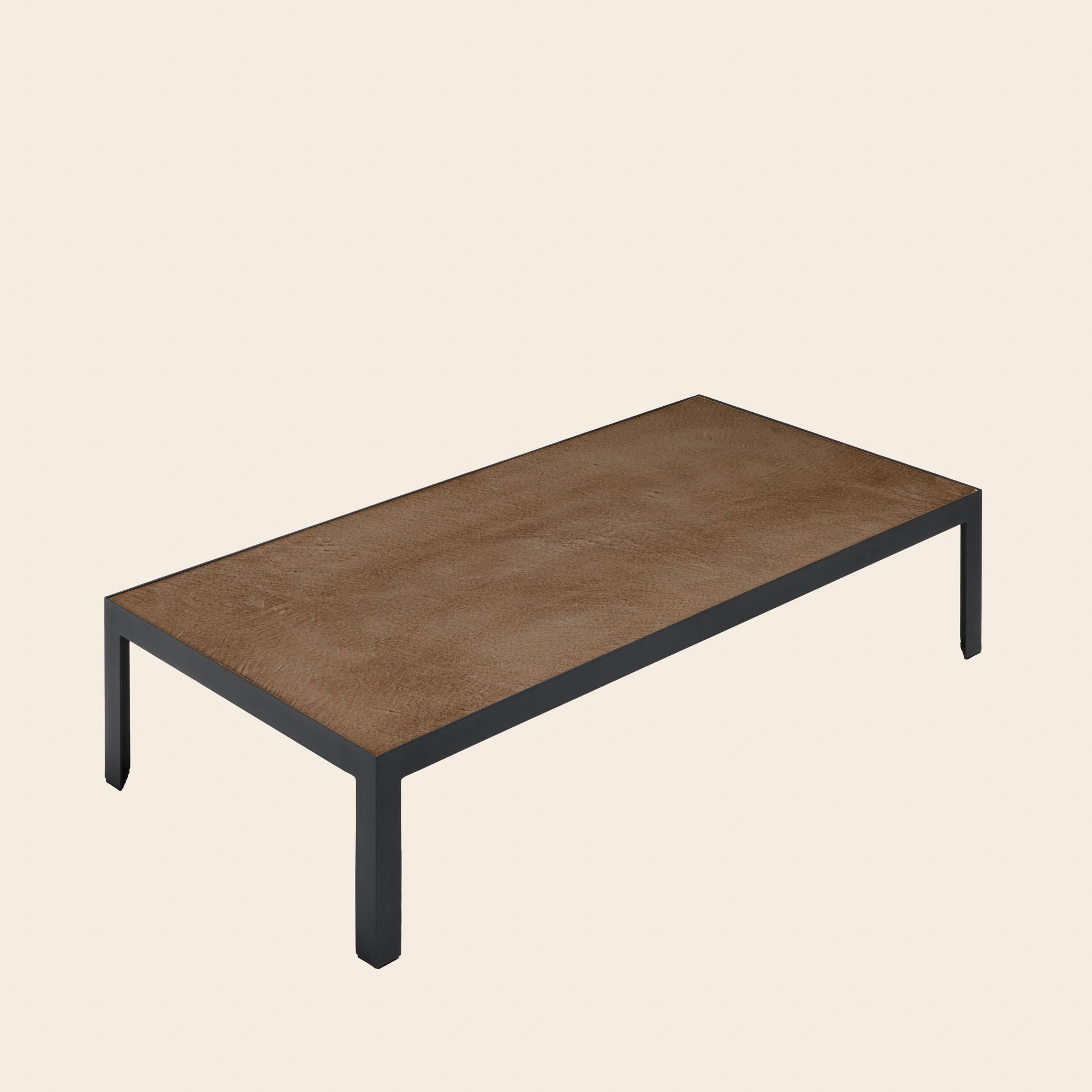 ORELIA Couchtisch 25 cm, braune Erde und schwarzes Metall