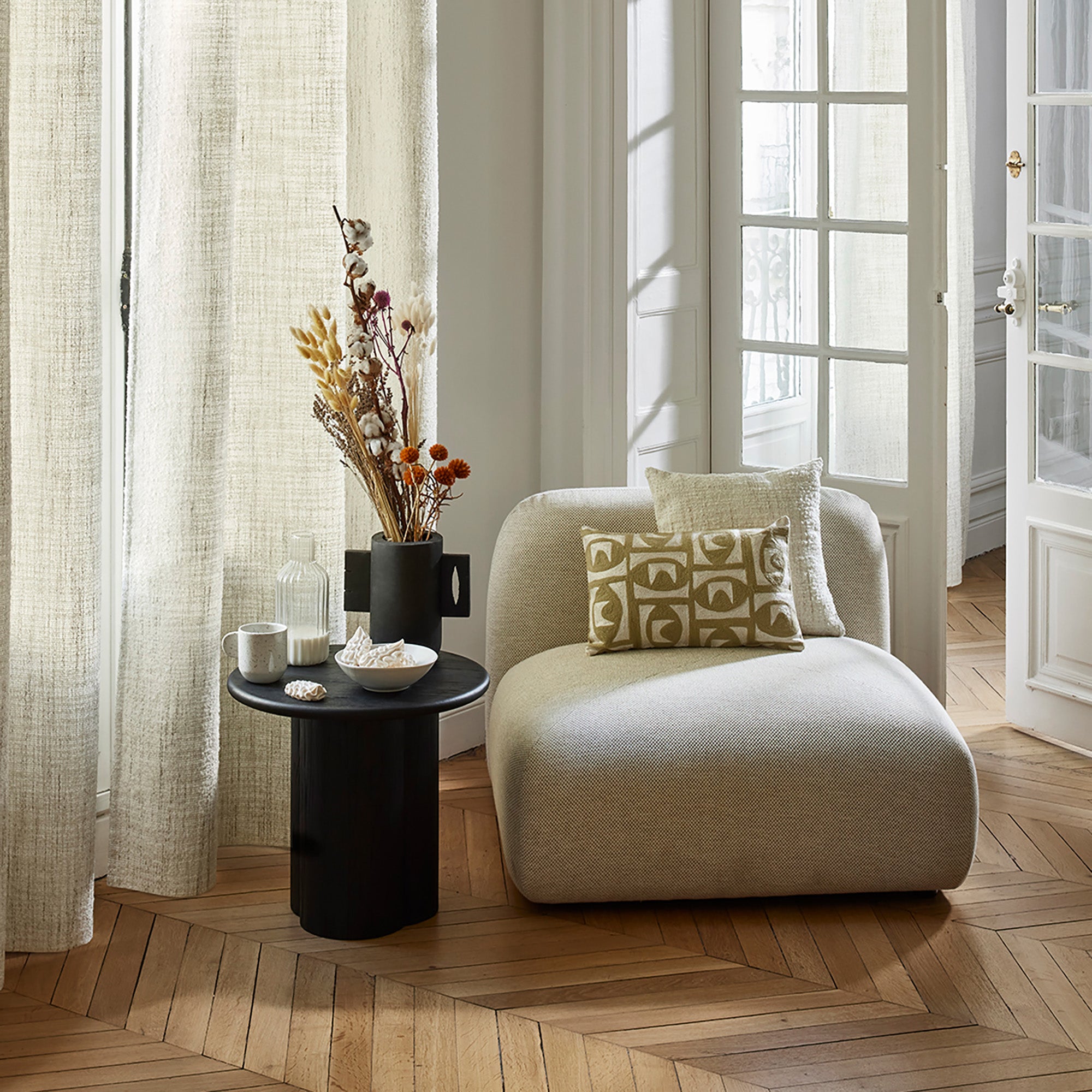 Table d'appoint MYRIA teck recyclé noir