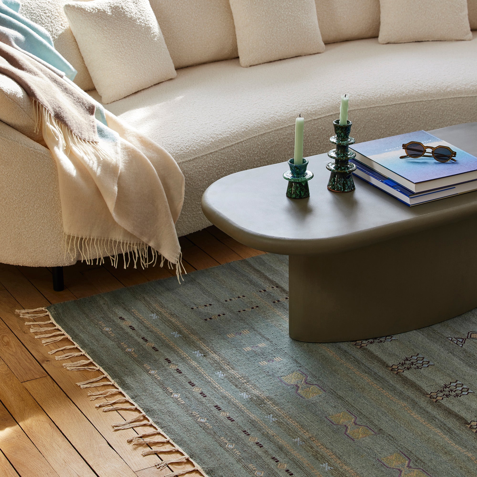 ARSALANE grün-graue Bodenmatte