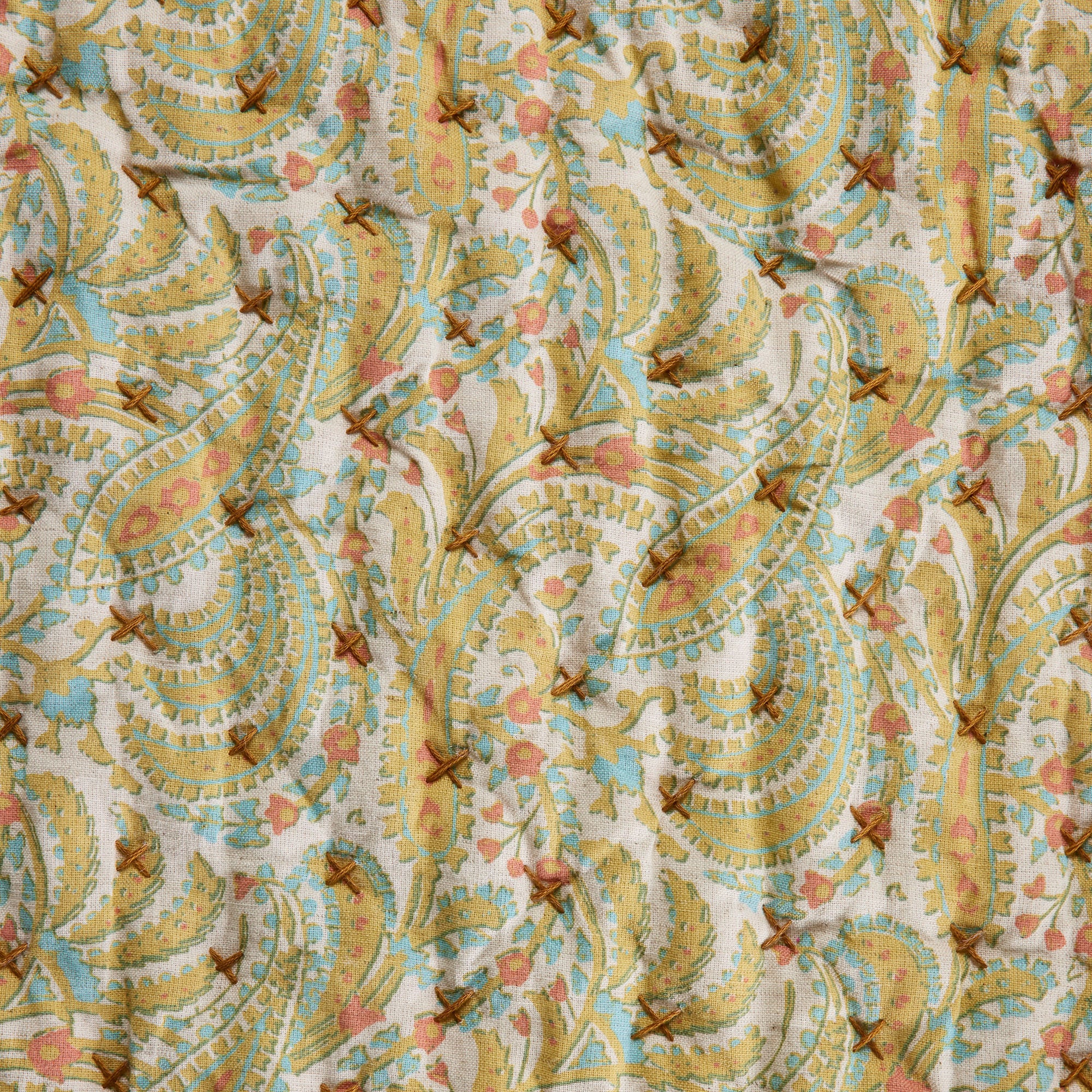 Couvre-lit matelassé PADMA jaune indien et écru