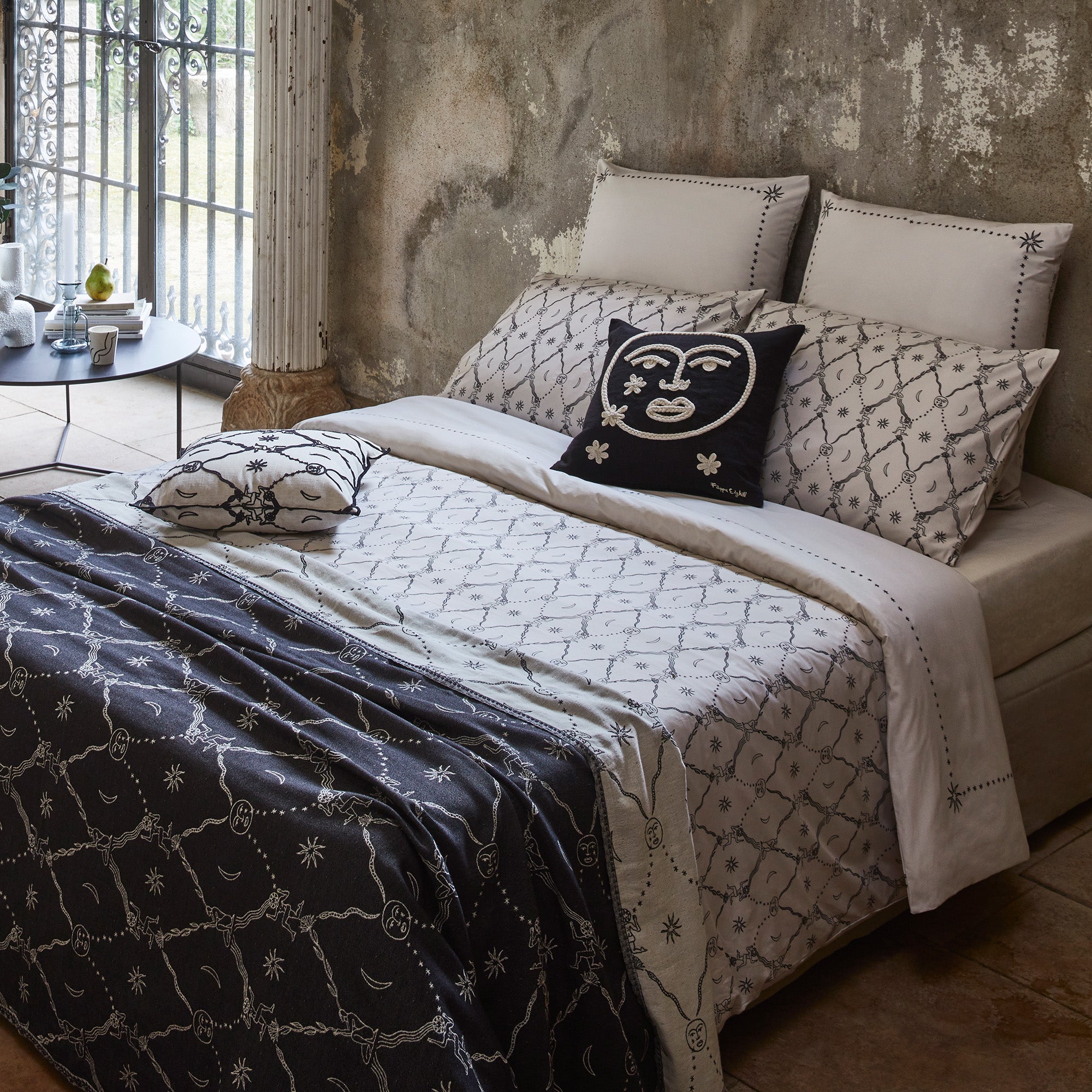 Housse de couette ASTRA écru et noir