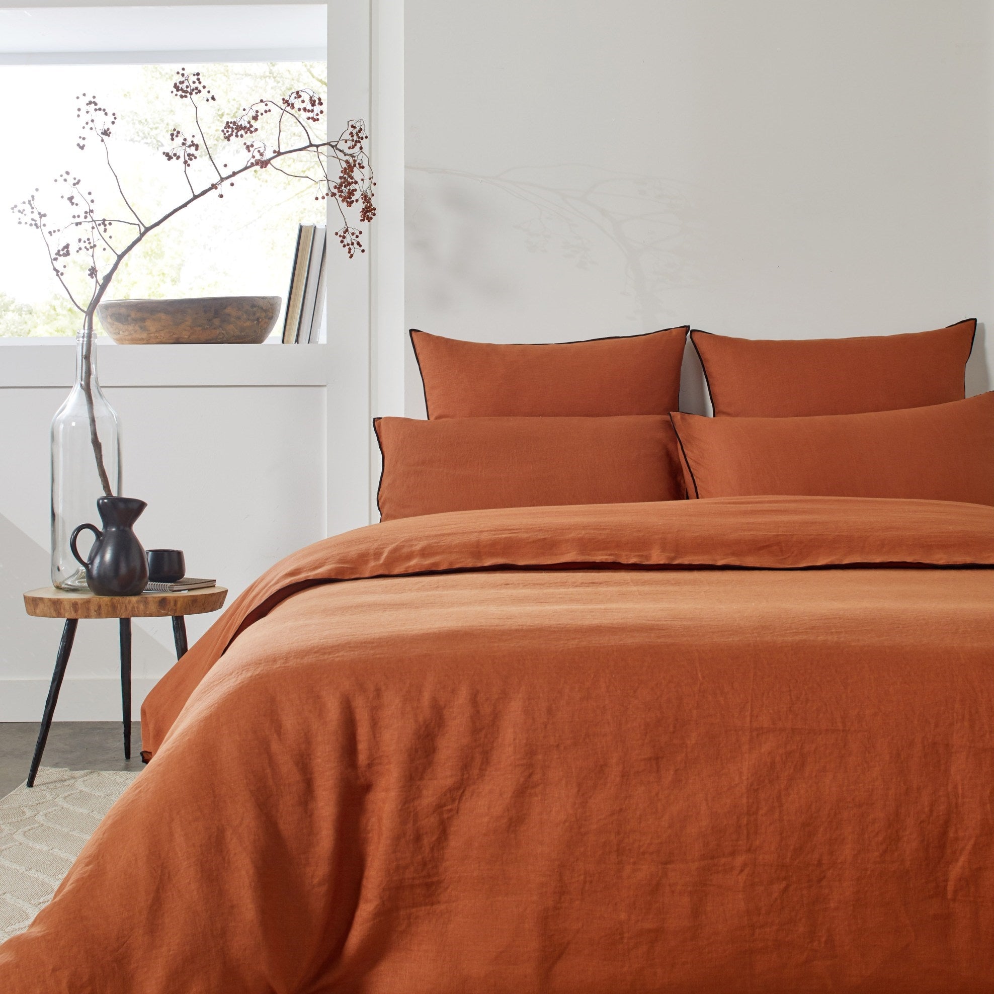 Housse de couette CARLINA terracotta et bourdon noir