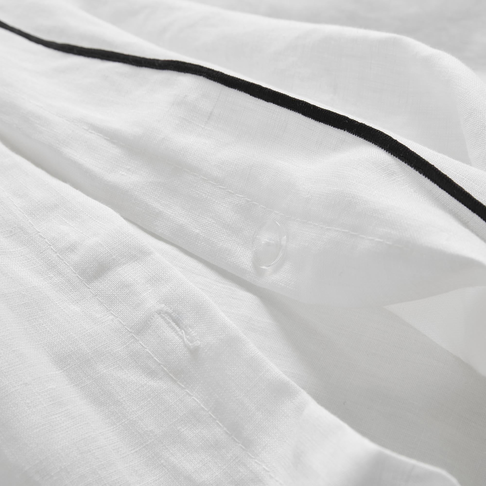 Housse de couette CARLINA blanc pur et bourdon noir