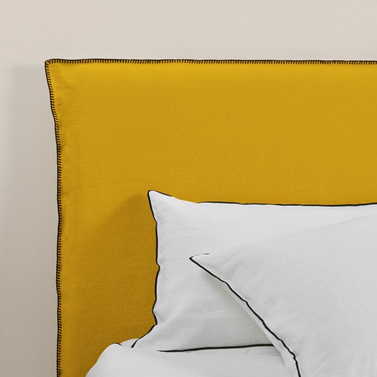 Housse de tête de lit NINO ocre et feston noir