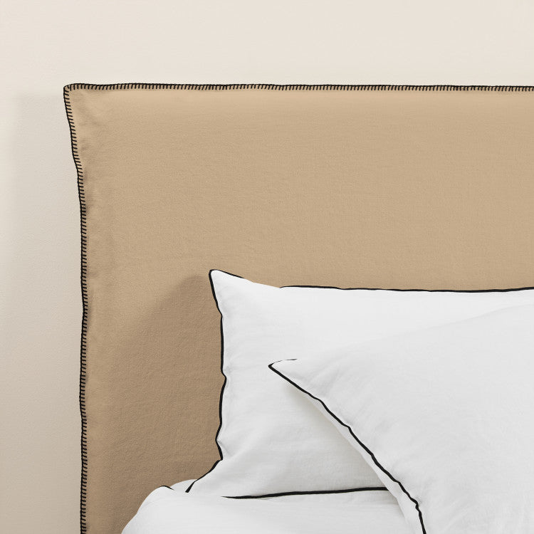 Housse de tête de lit NINO seigle et feston noir