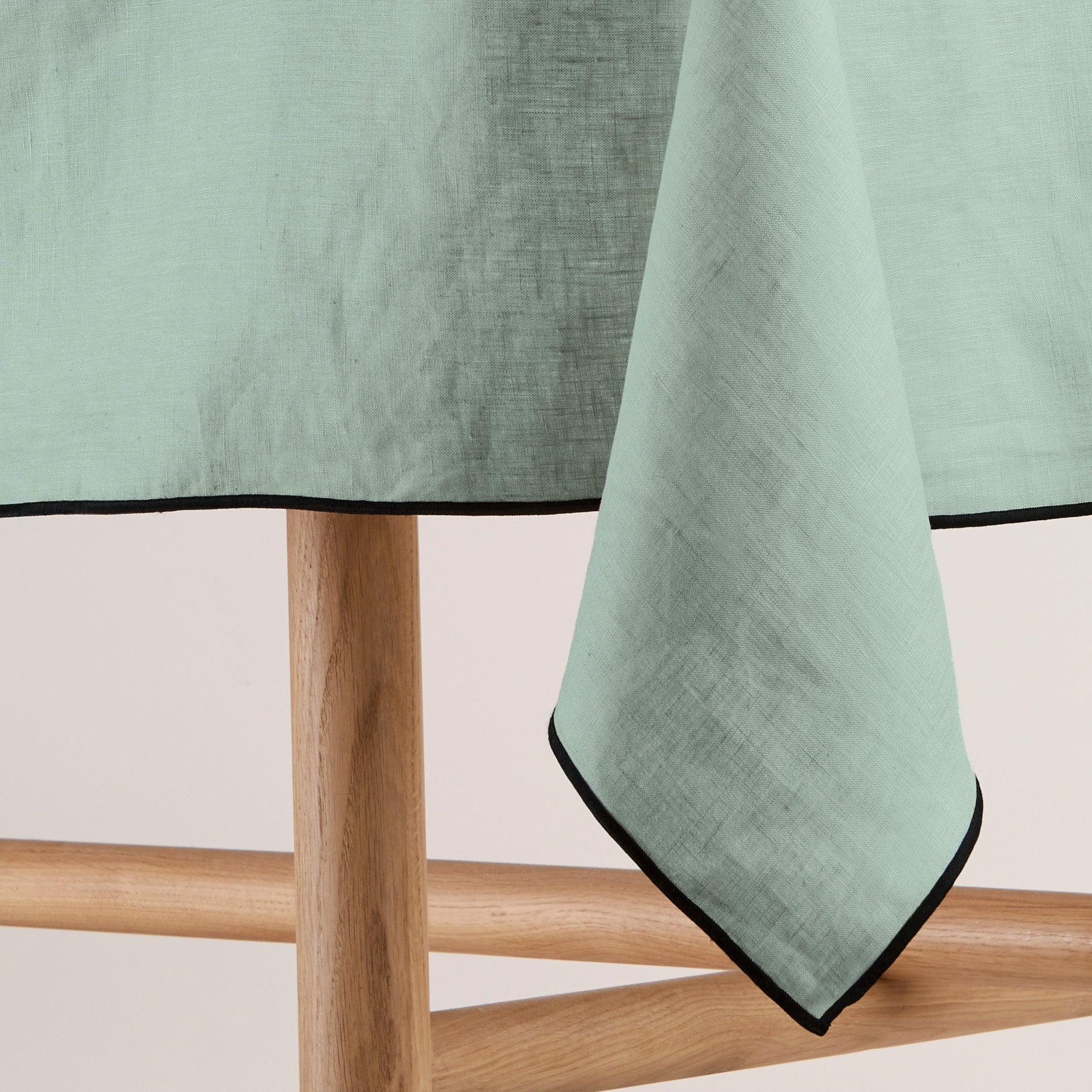 Carlina almond green and black bourdon stitch rectangular tablecloth
