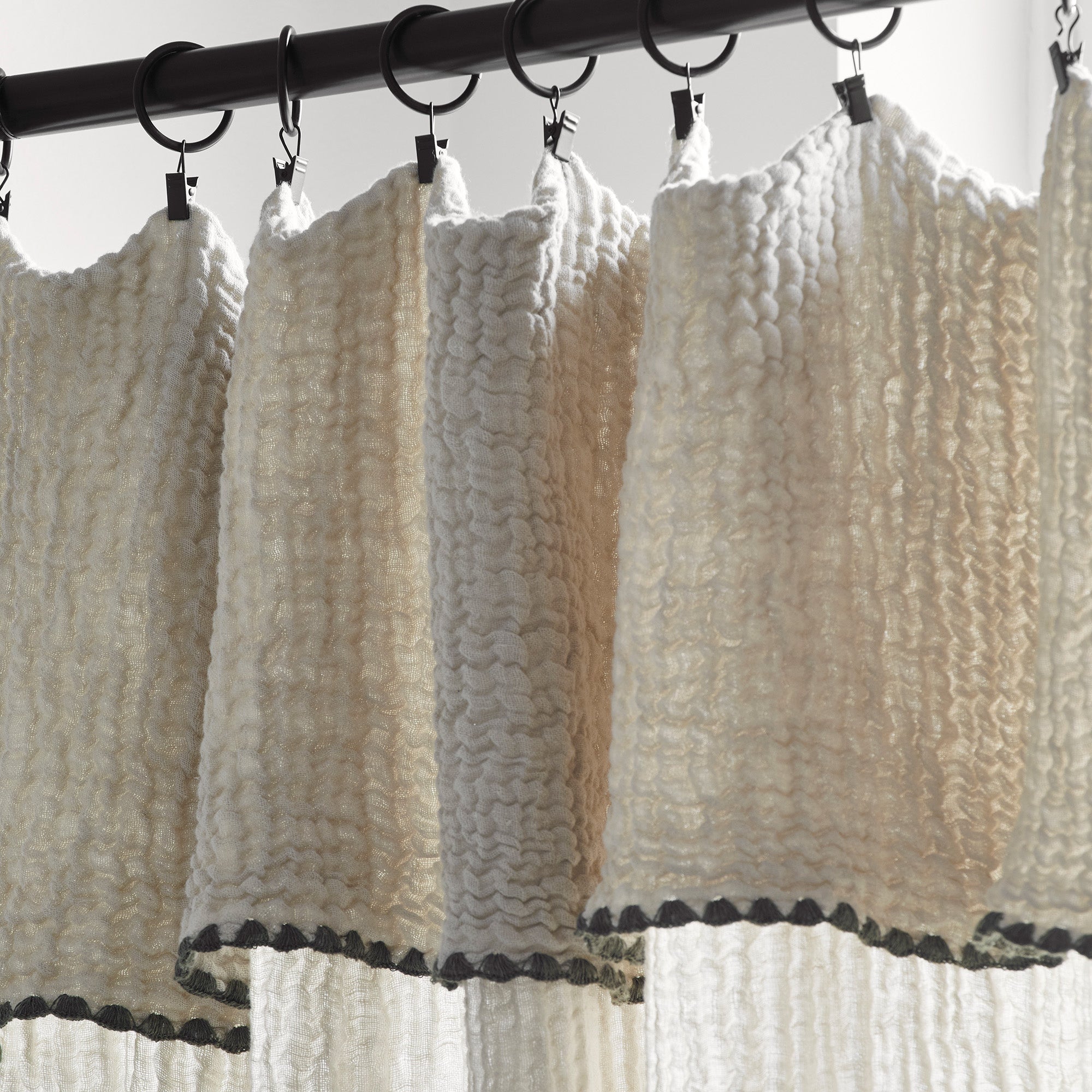 Rideau panneau LALITA naturel et kaki