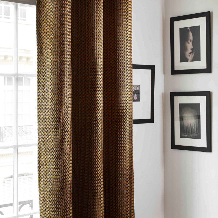 Rideau à galon fronceur doublé OCTAVE noir et mordoré