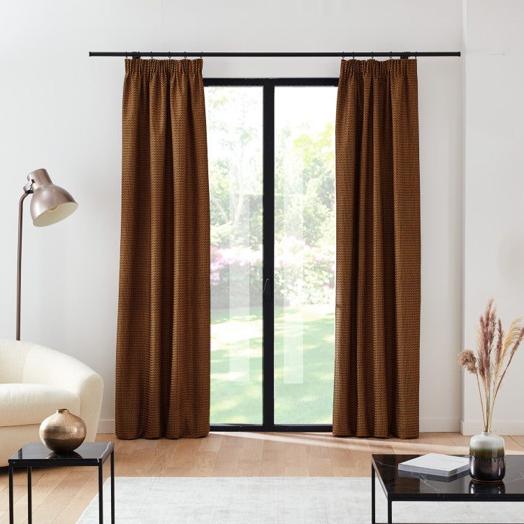 Rideau à galon fronceur doublé OCTAVE noir et mordoré