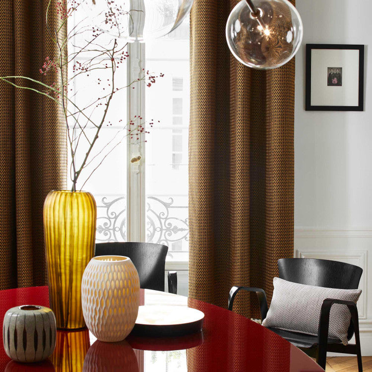 Rideau à galon fronceur doublé OCTAVE noir et mordoré