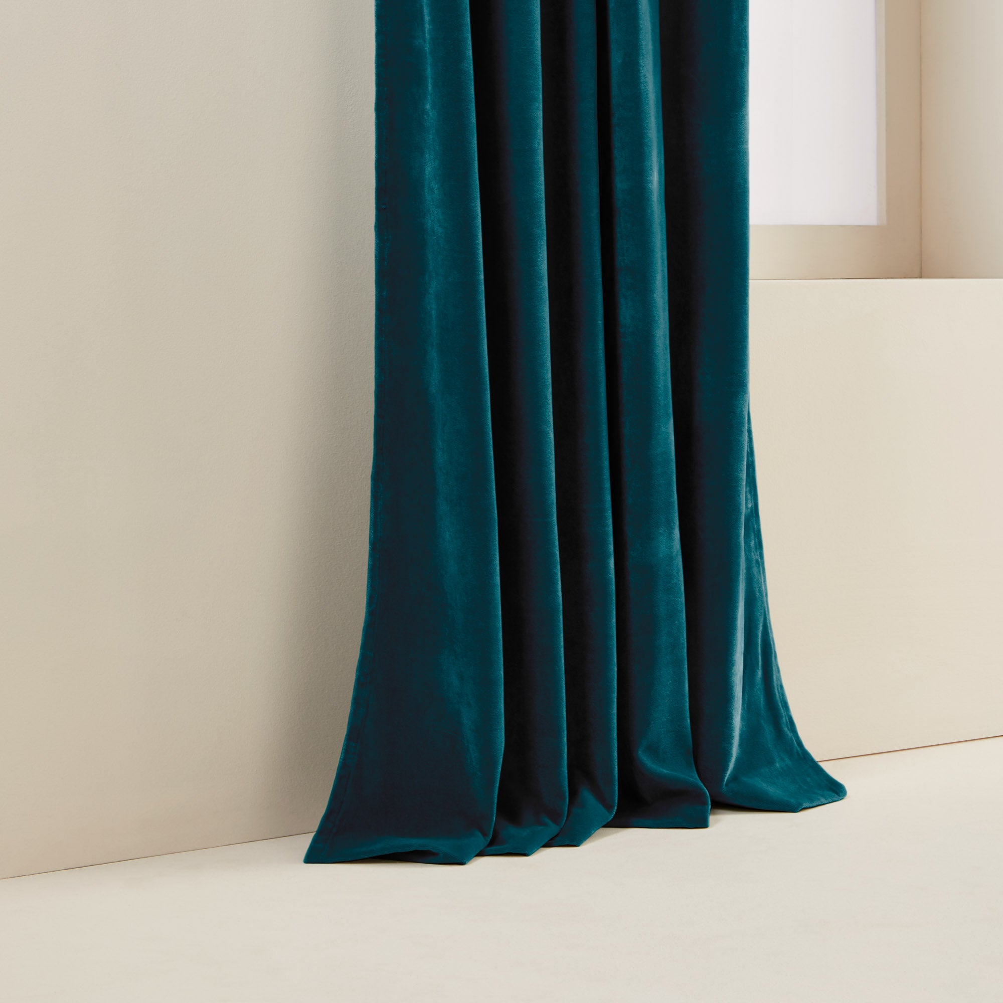 Gordijn met plooiband Dario eendenblauw