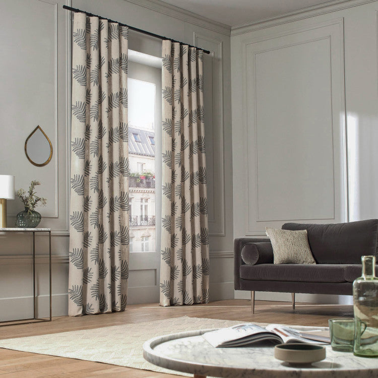 Rideau à galon fronceur FILICO beige et noir