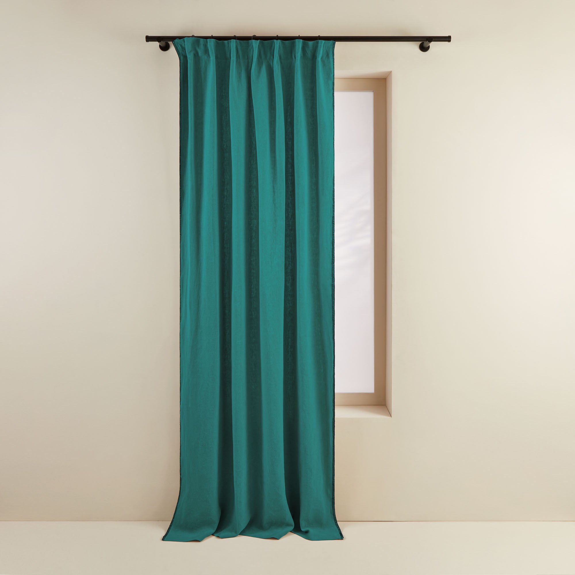 Vorhang mit geraffter Borte Nino lagunenblau